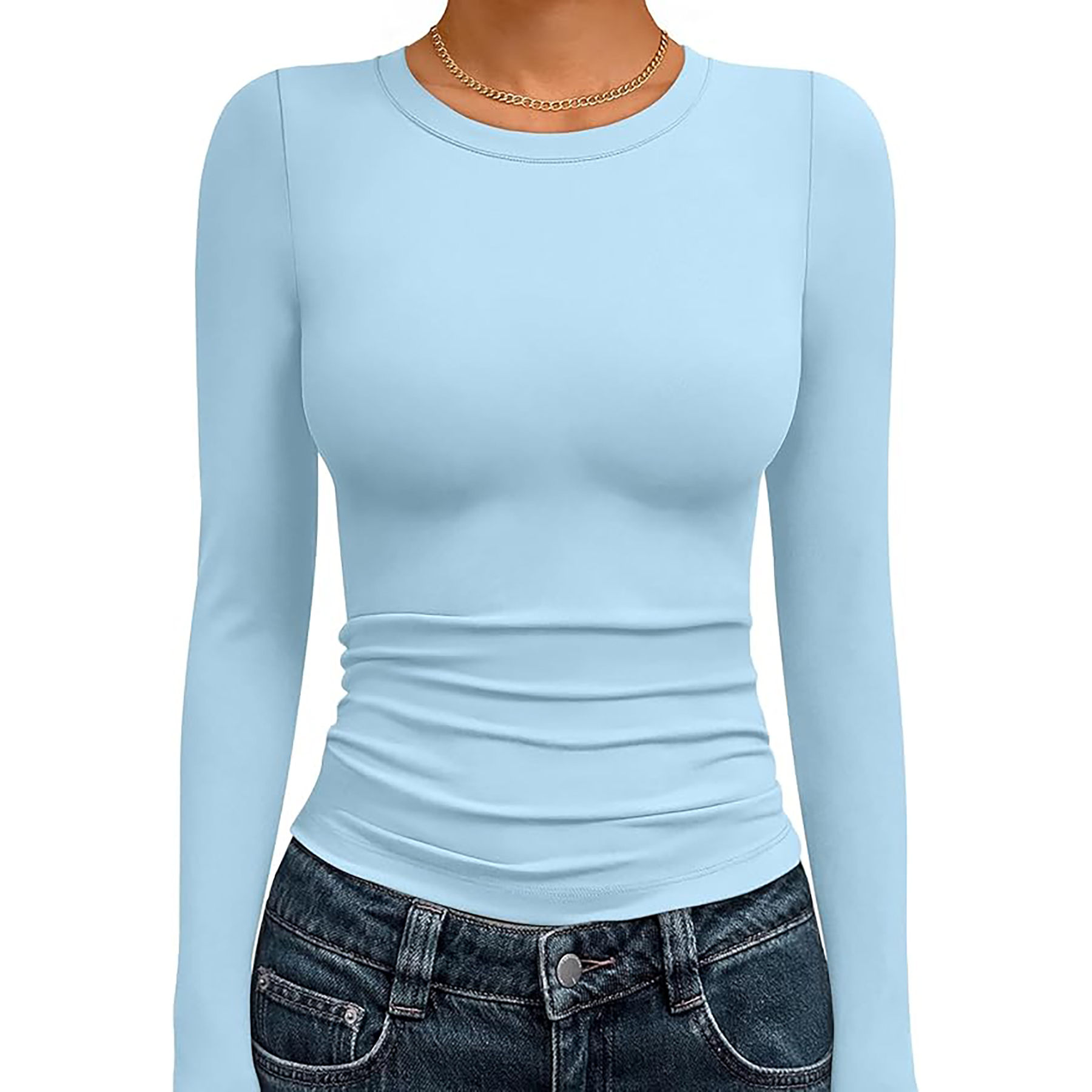 Women's Basic Round Neck Crop Top 75