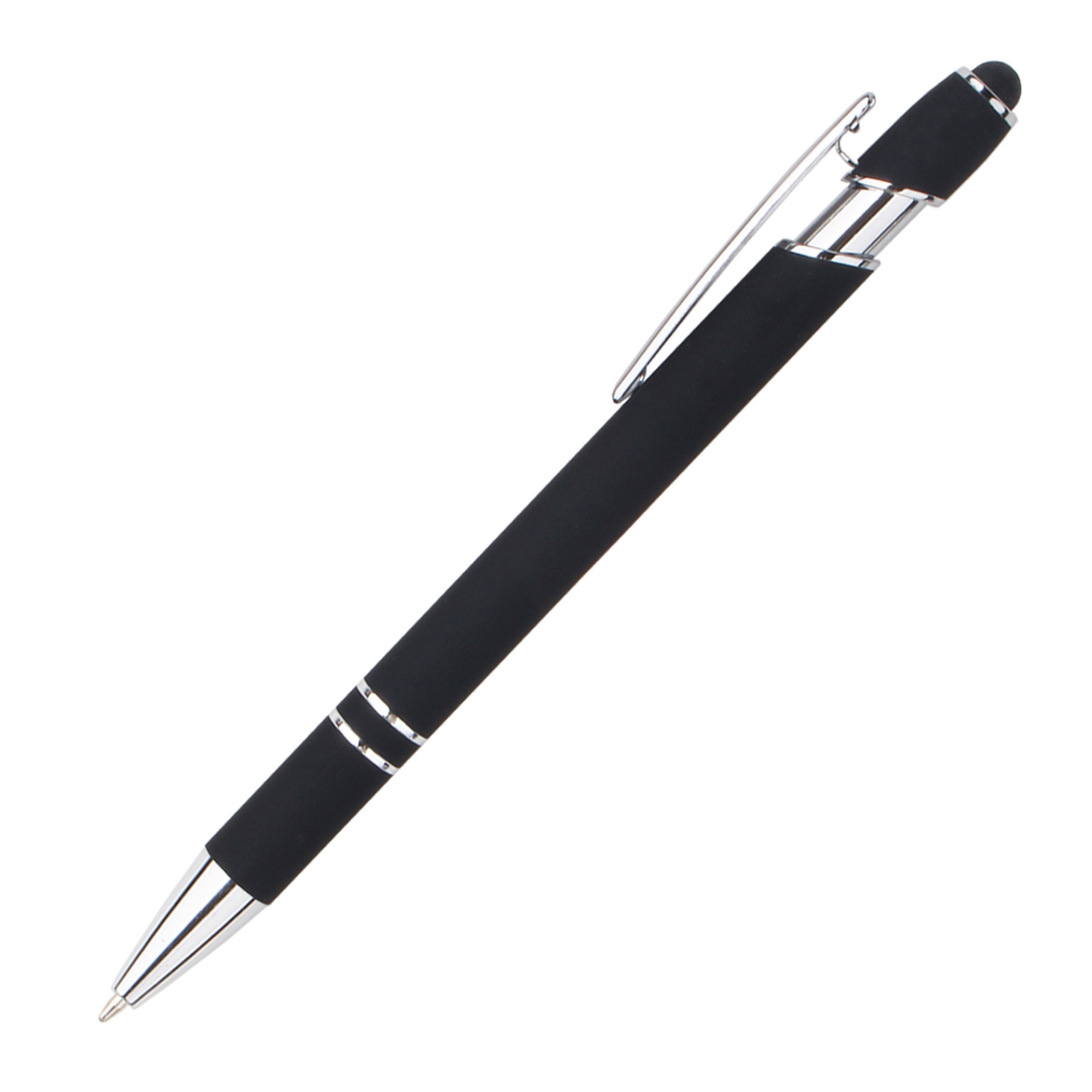 Retractable Metal Ballpoint Pen With Stylus Tip Black Ink 29