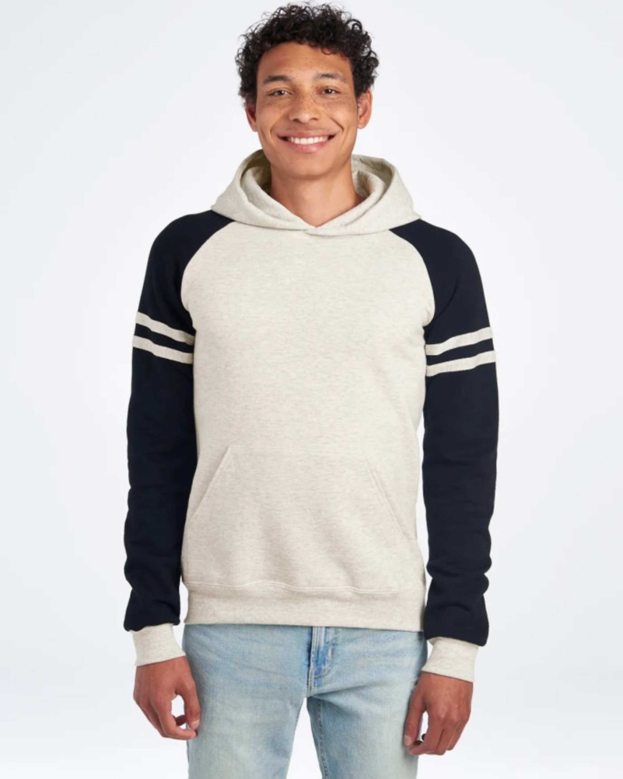 Unisex Varsity Color-Block Hooded Sweatshirt
