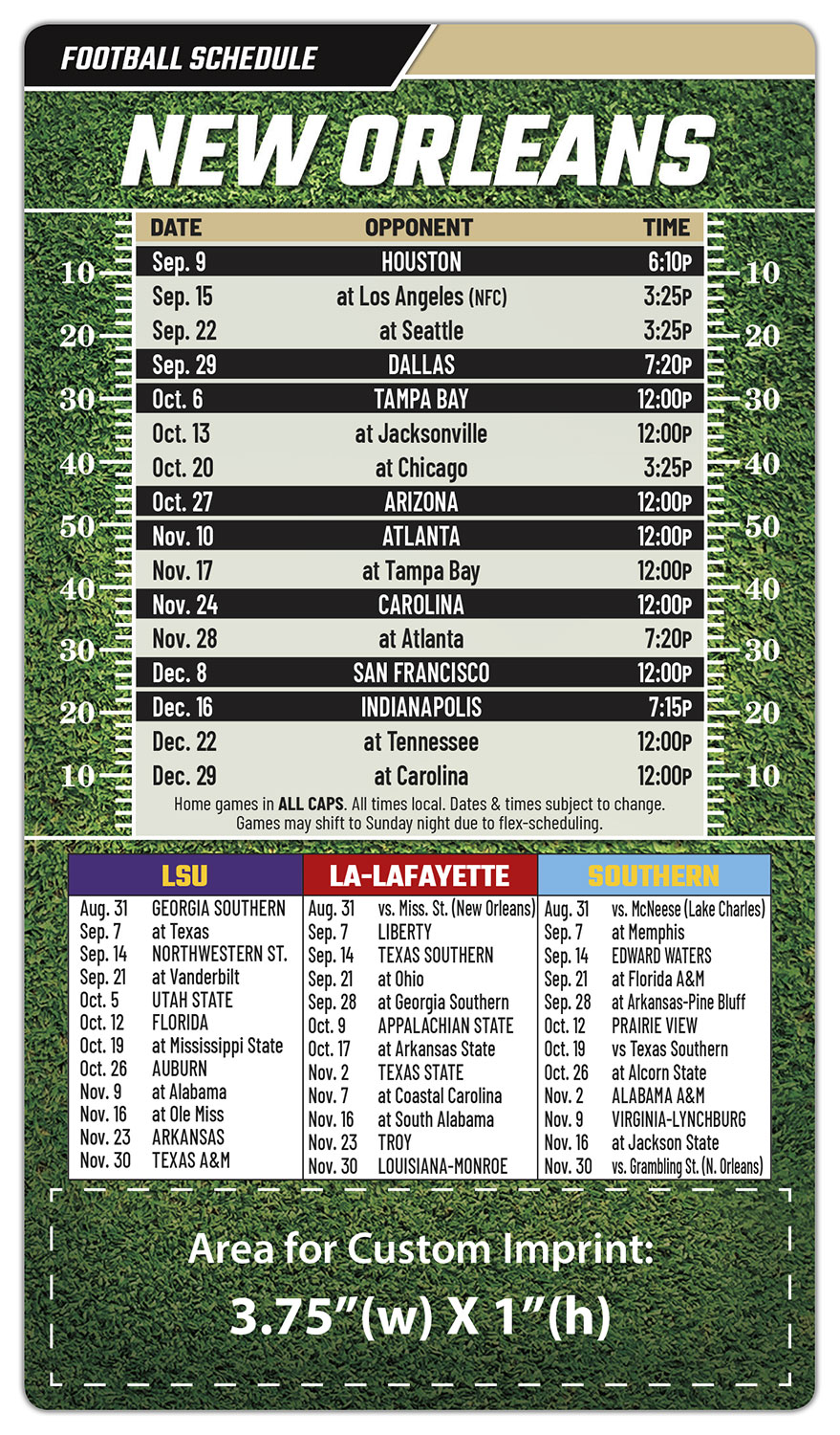 Magnet Football Sport Schedules - 4x7 Round Corners