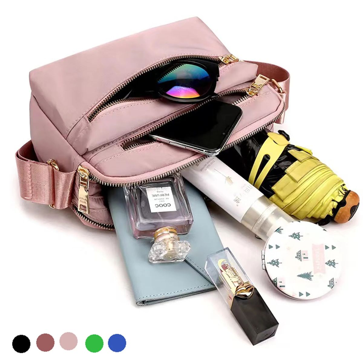 Adjustable Strap 4 Zipper Belt Bag