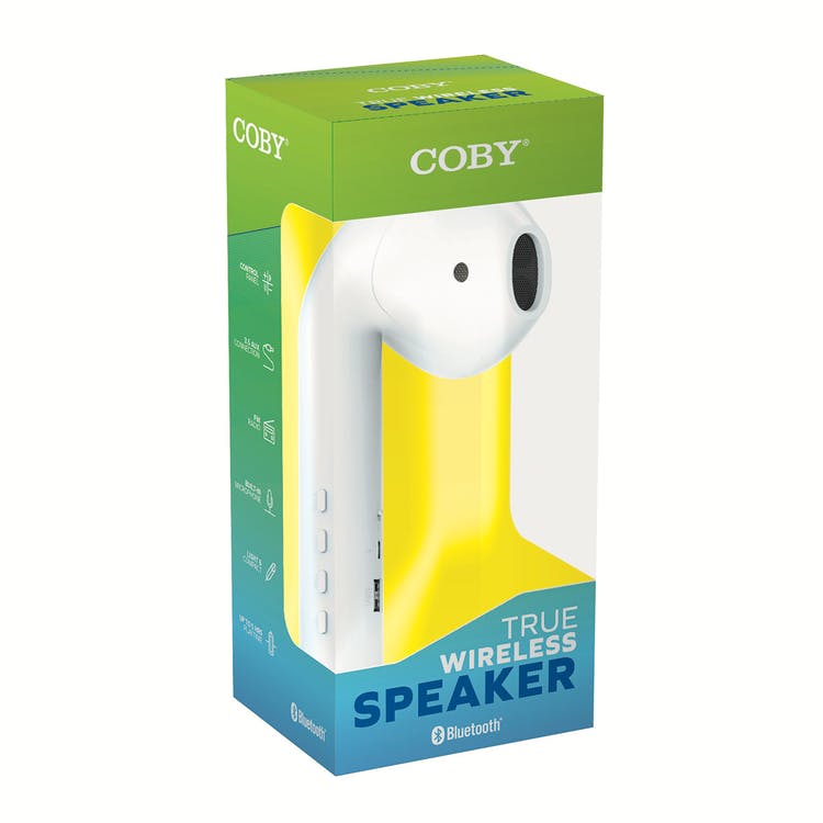 COBY True Bluetooth Wireless Speakers - White Pod-Style 2