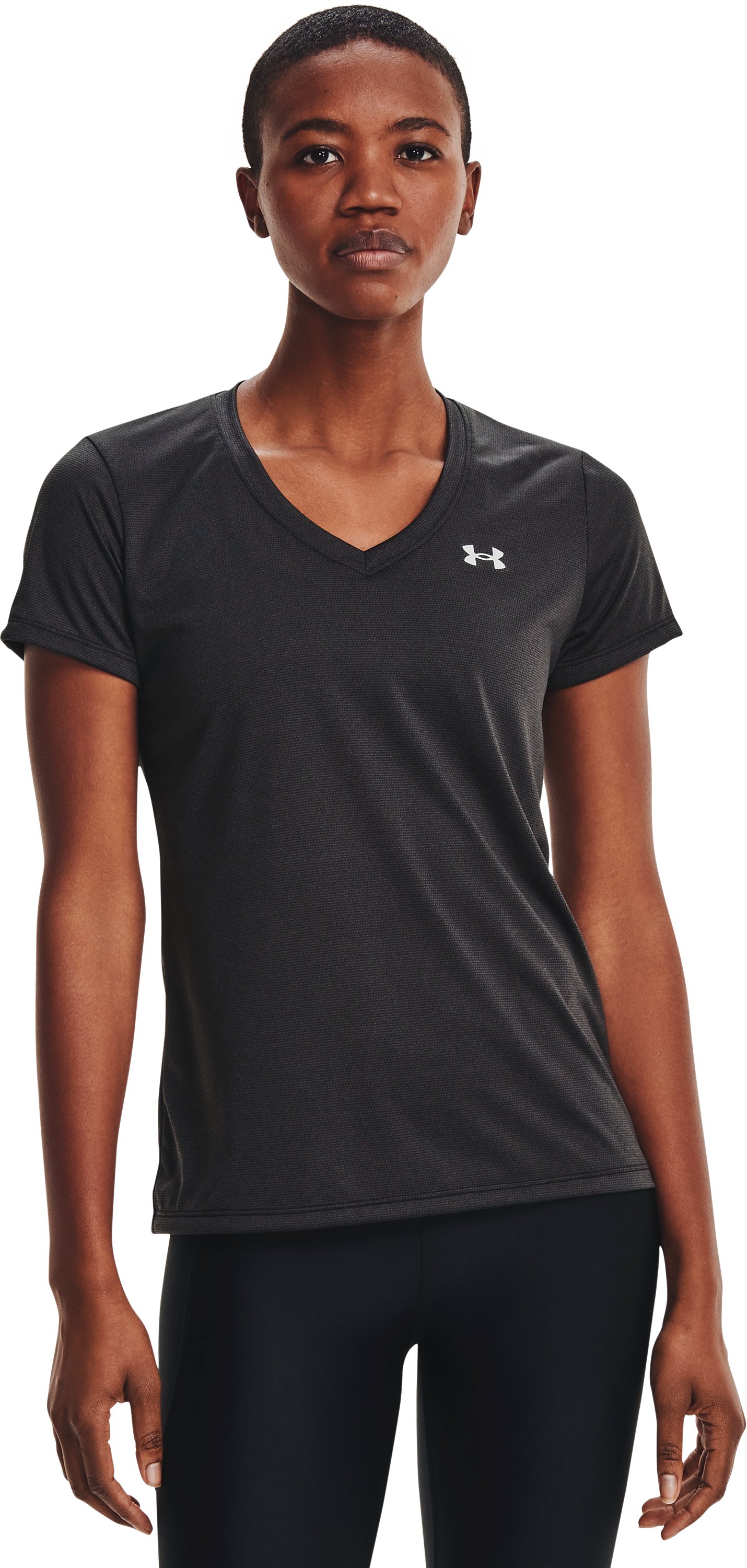 Women's UA Tech Bubble Heather Short Sleeve V-Neck  2
