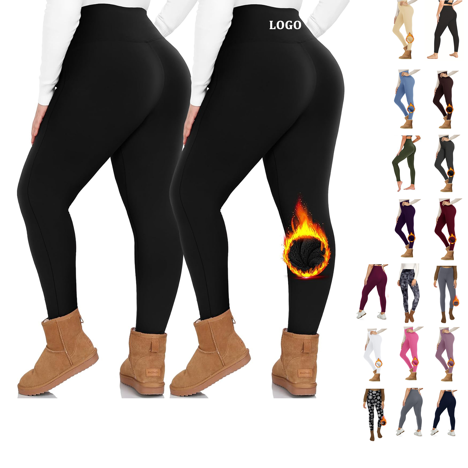 Women Fleece Lined Waist Winter Thermal Yoga Leggings 28