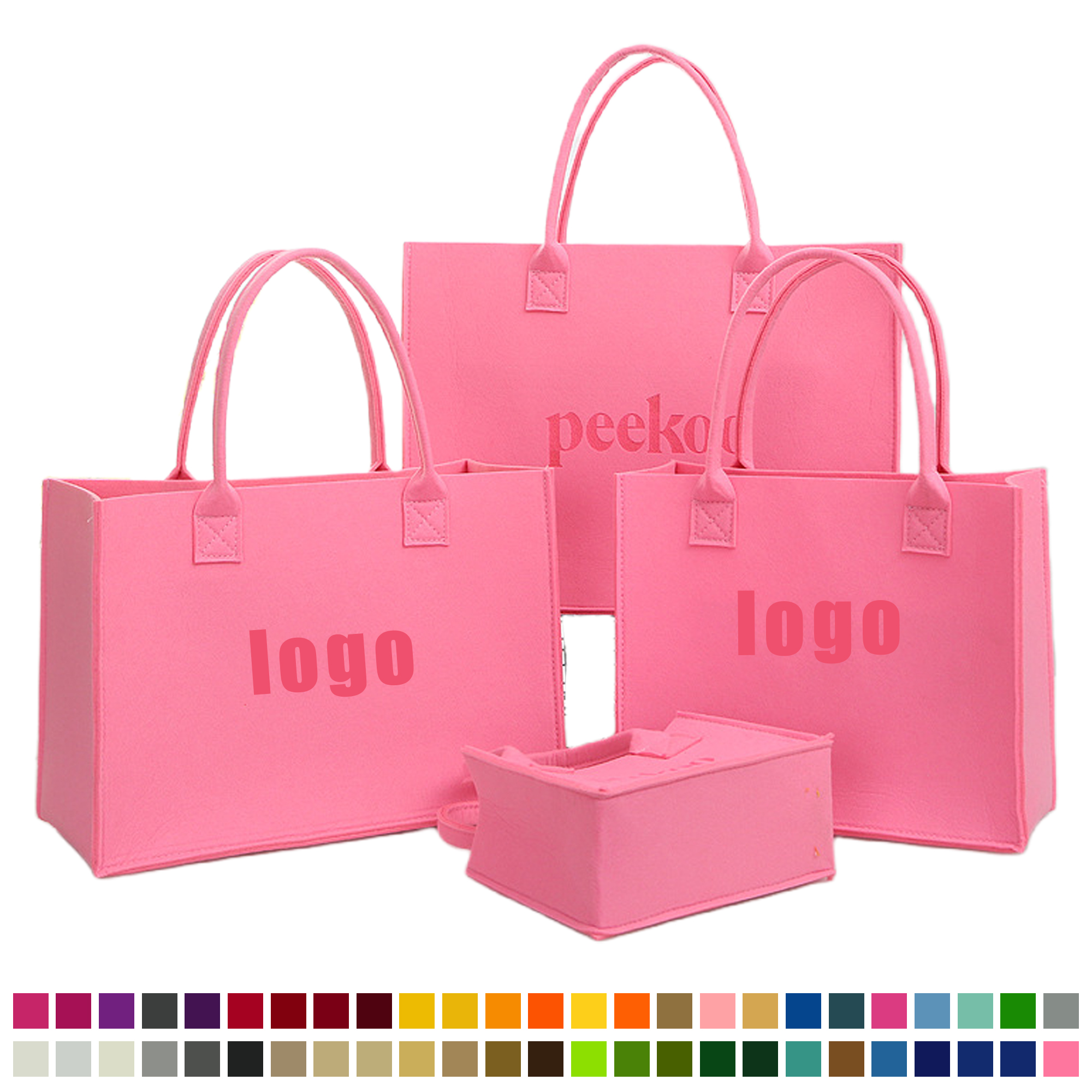 Colorful Felt Handbag, custom tote bag with logo imprint 4