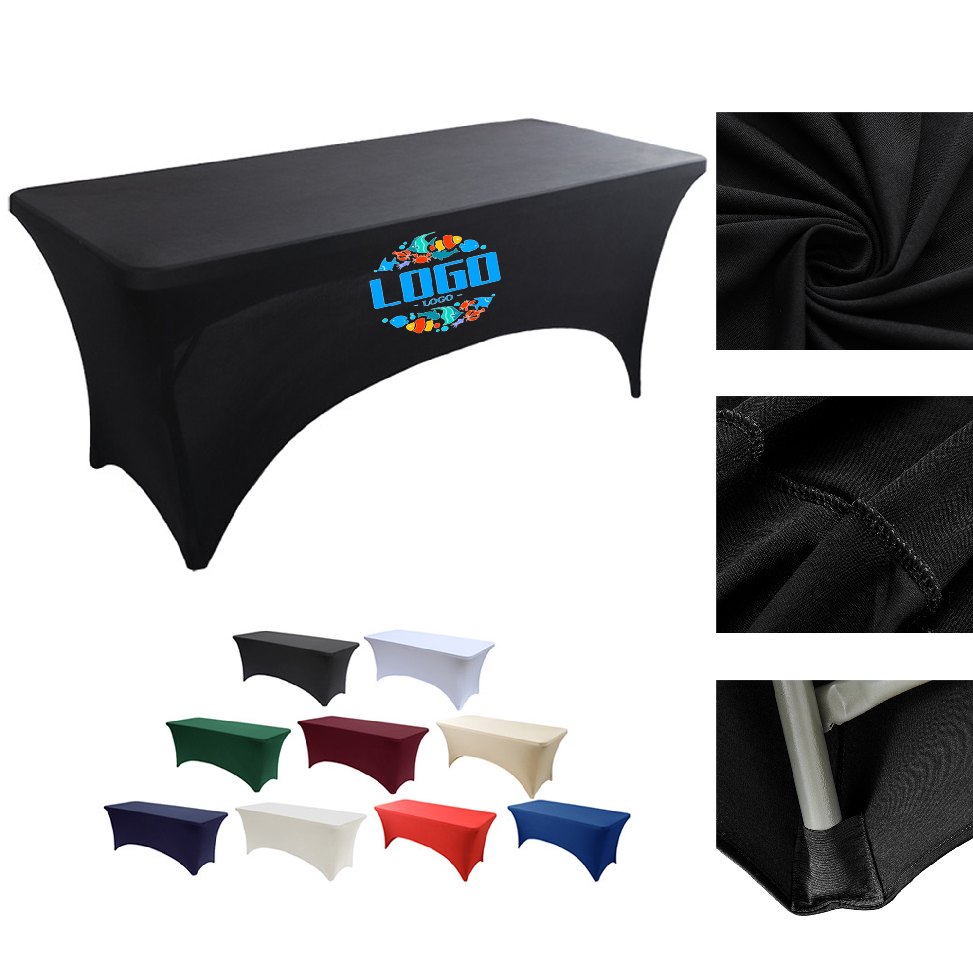 6FT Customizable Polyester Tablecloth Stretch Table Cover 10