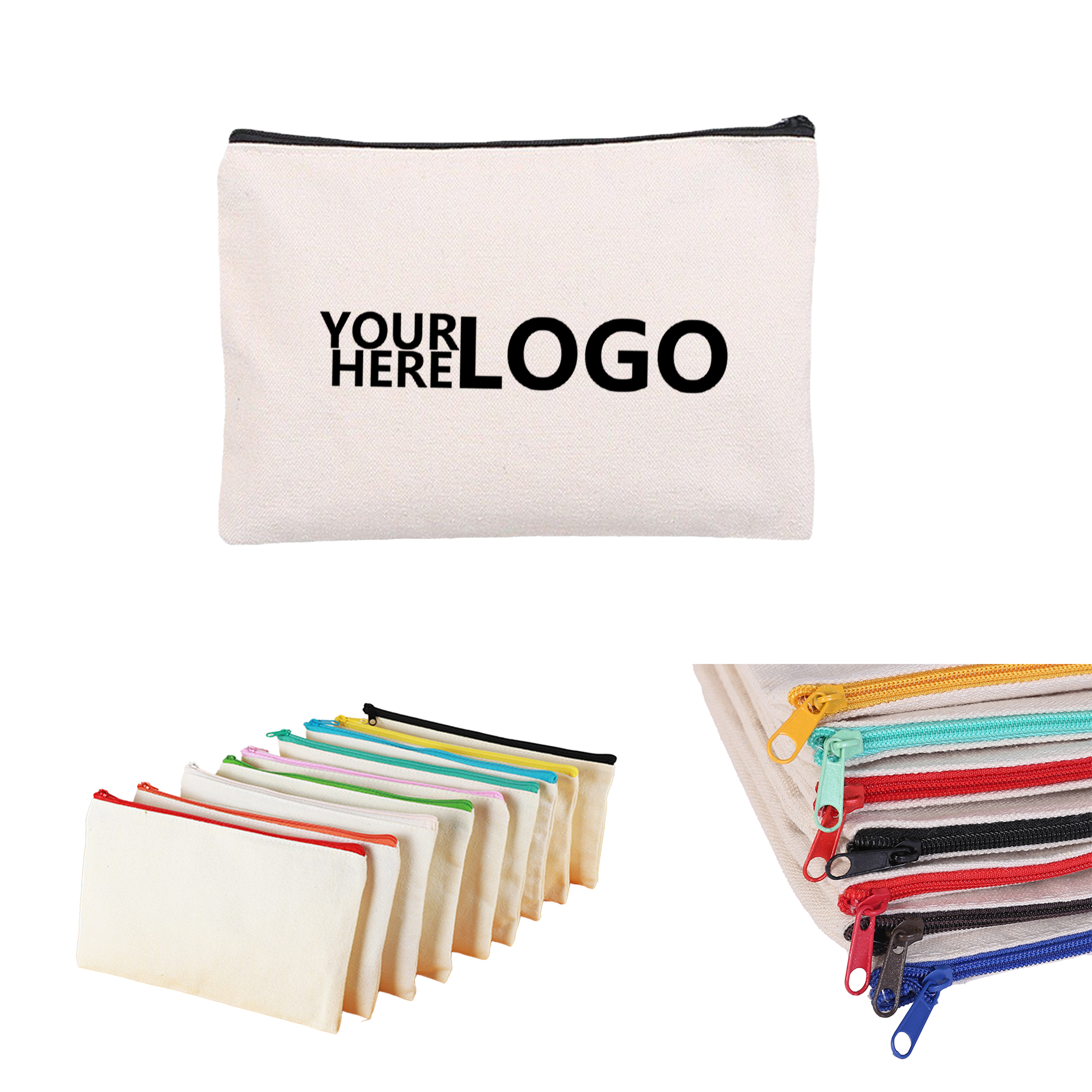Durable Canvas Tote with Zipper Closure, custom tote bag with logo imprint 2