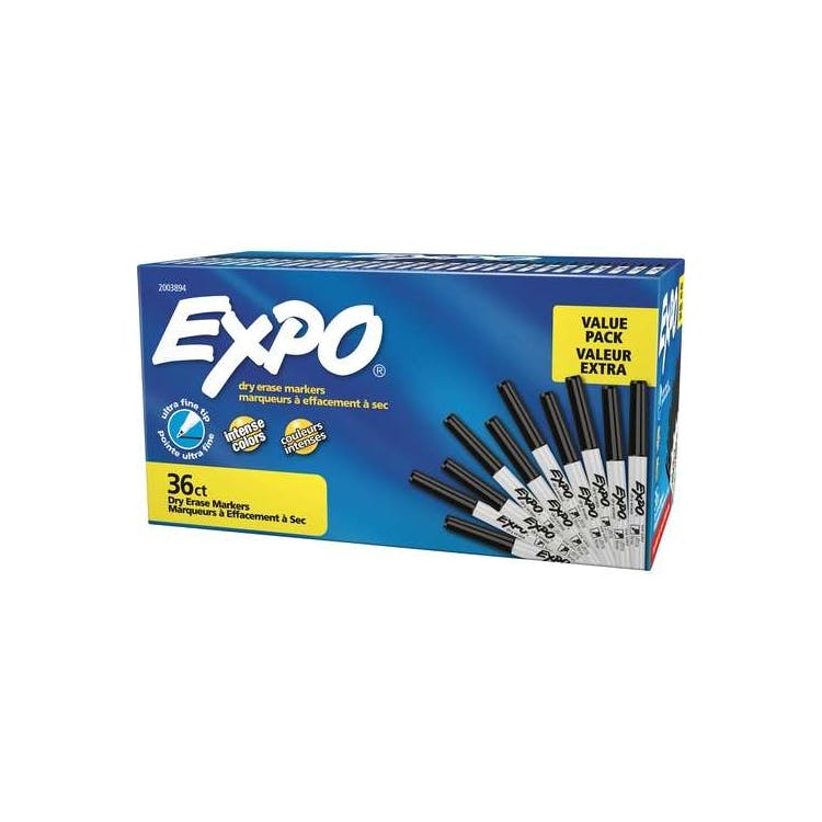 Dry Erase Markers - Black Ink Ultra Fine Point 3