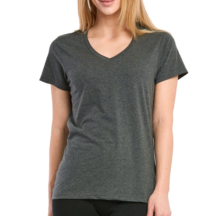 Women's Classic Fit V Neck T-Shirts - Medium Heather Charcoal 3