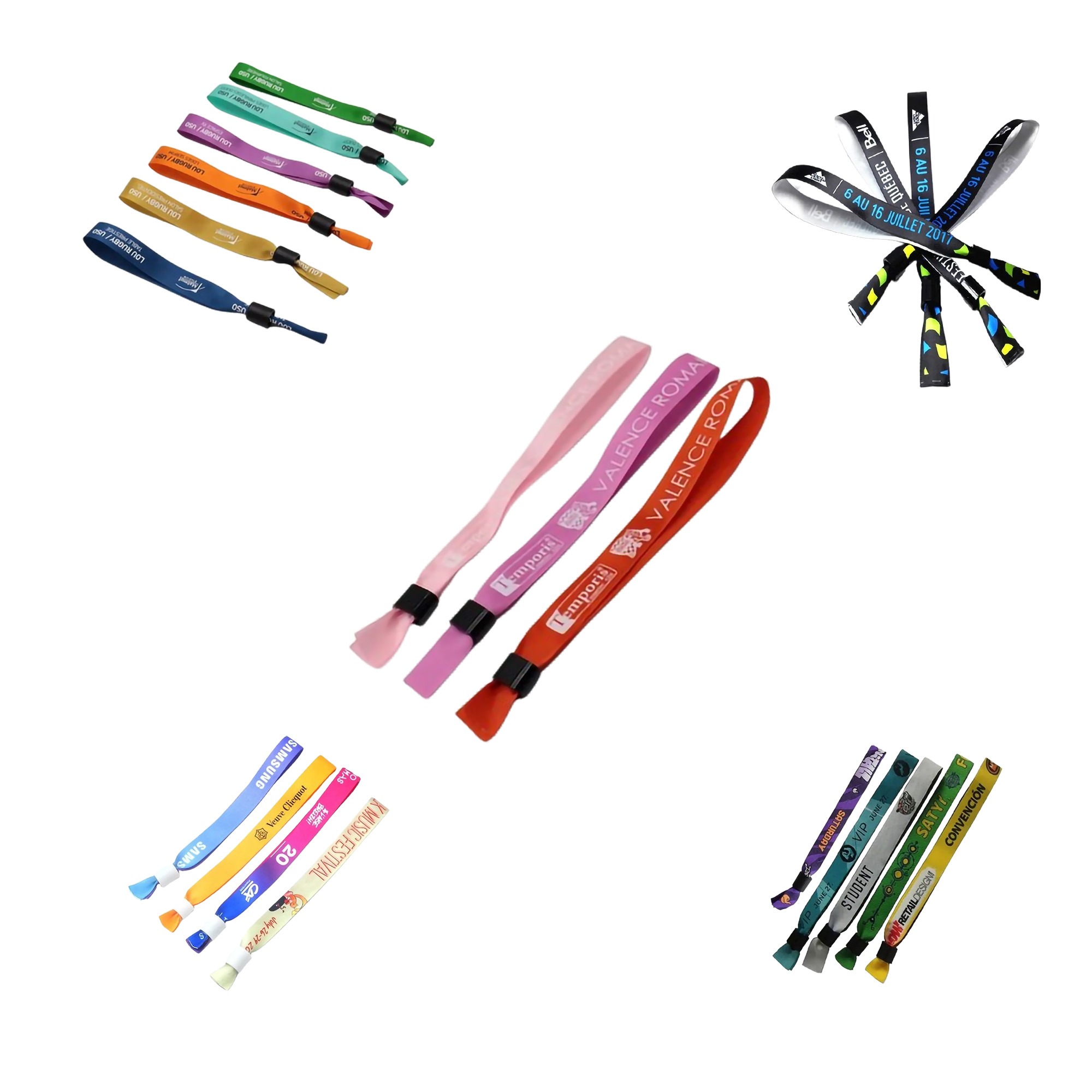 Disposable Full Color Fabric Bracelet Woven Wristbands MOQ50