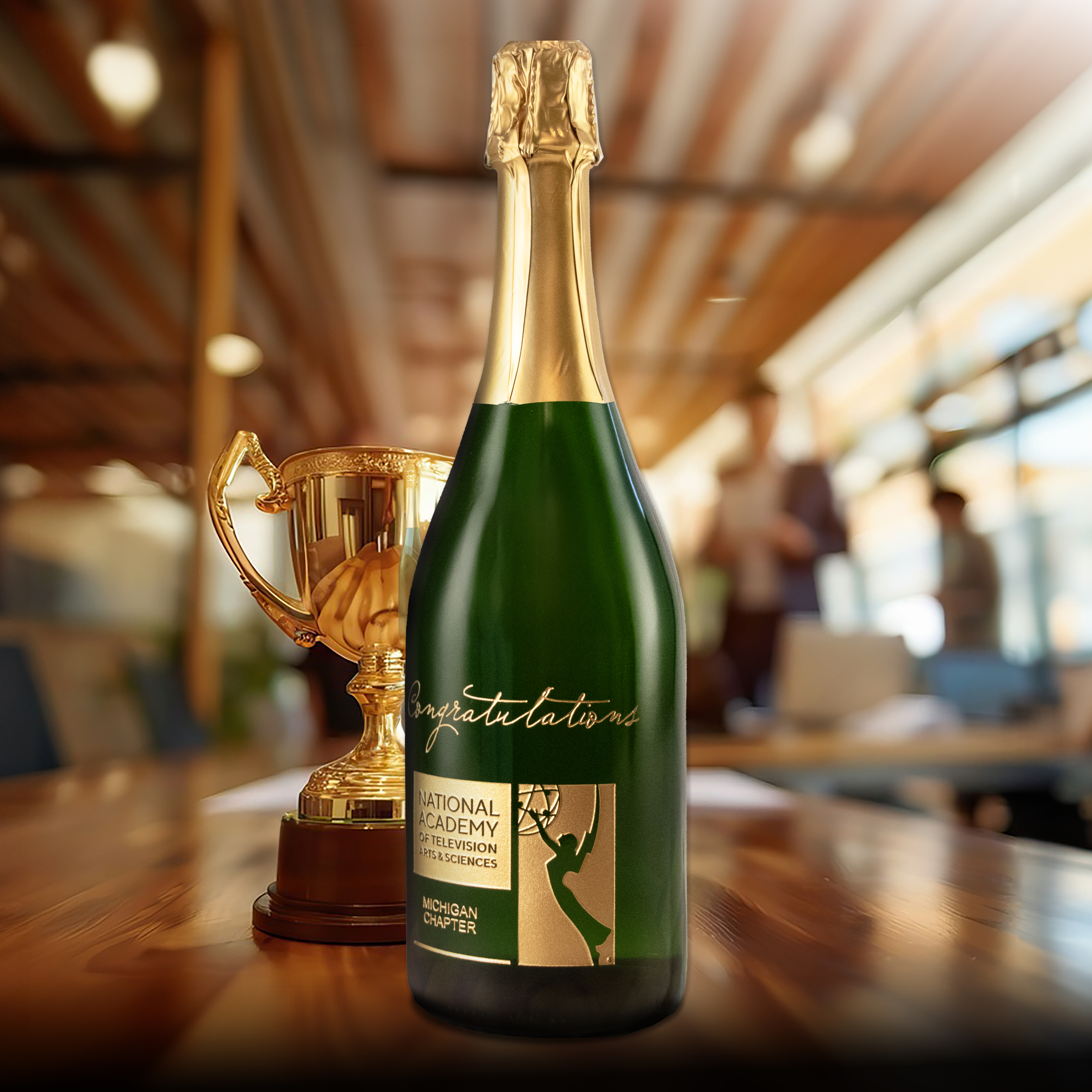Etched CA Champagne Sparkling Wine Bottle 6