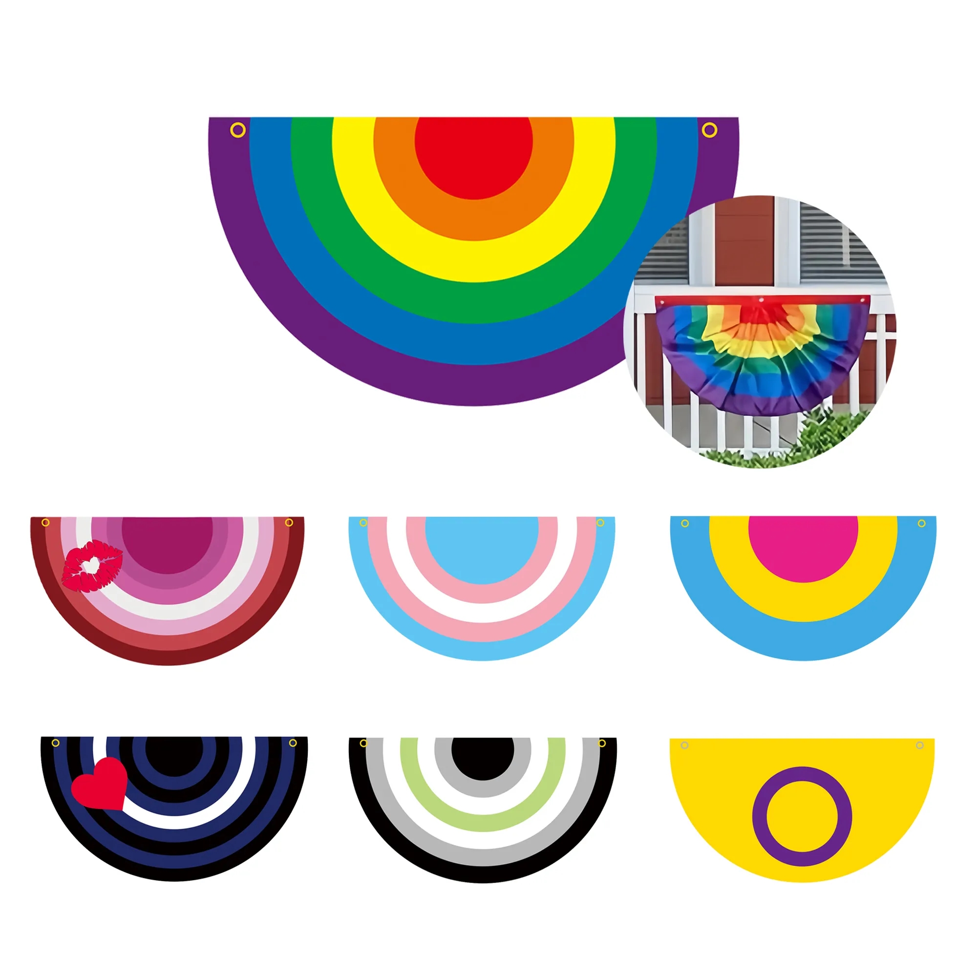 Polyester Fan Flag Rainbow Holiday Decorations MOQ20