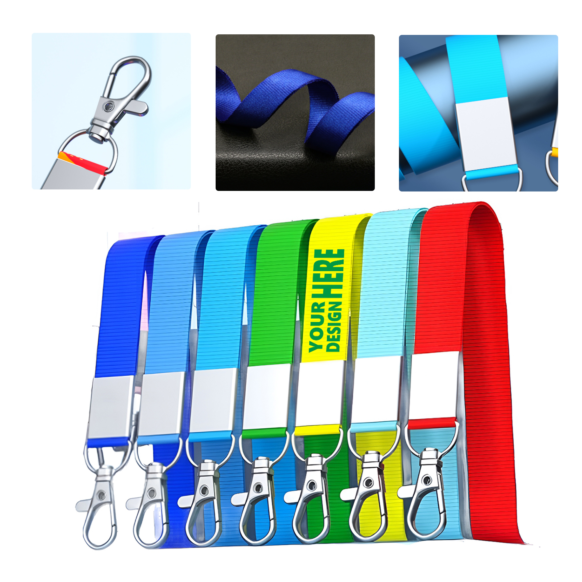 MOQ50 Customizable Lanyard with Metal Hook for Cards