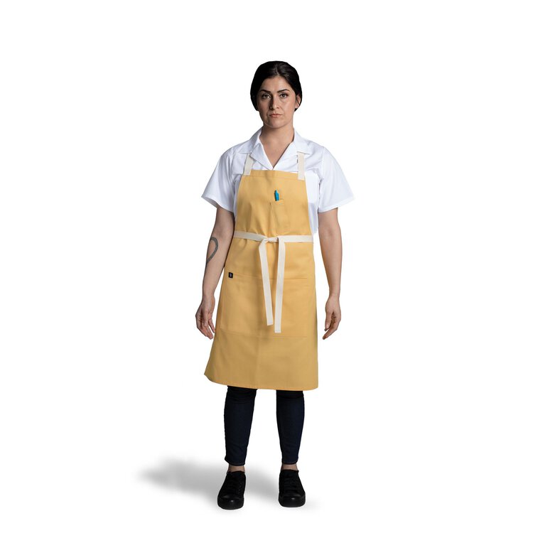 Kitch Style Canvas Bib Apron with Natural Ties 23"W x 34"L V3127