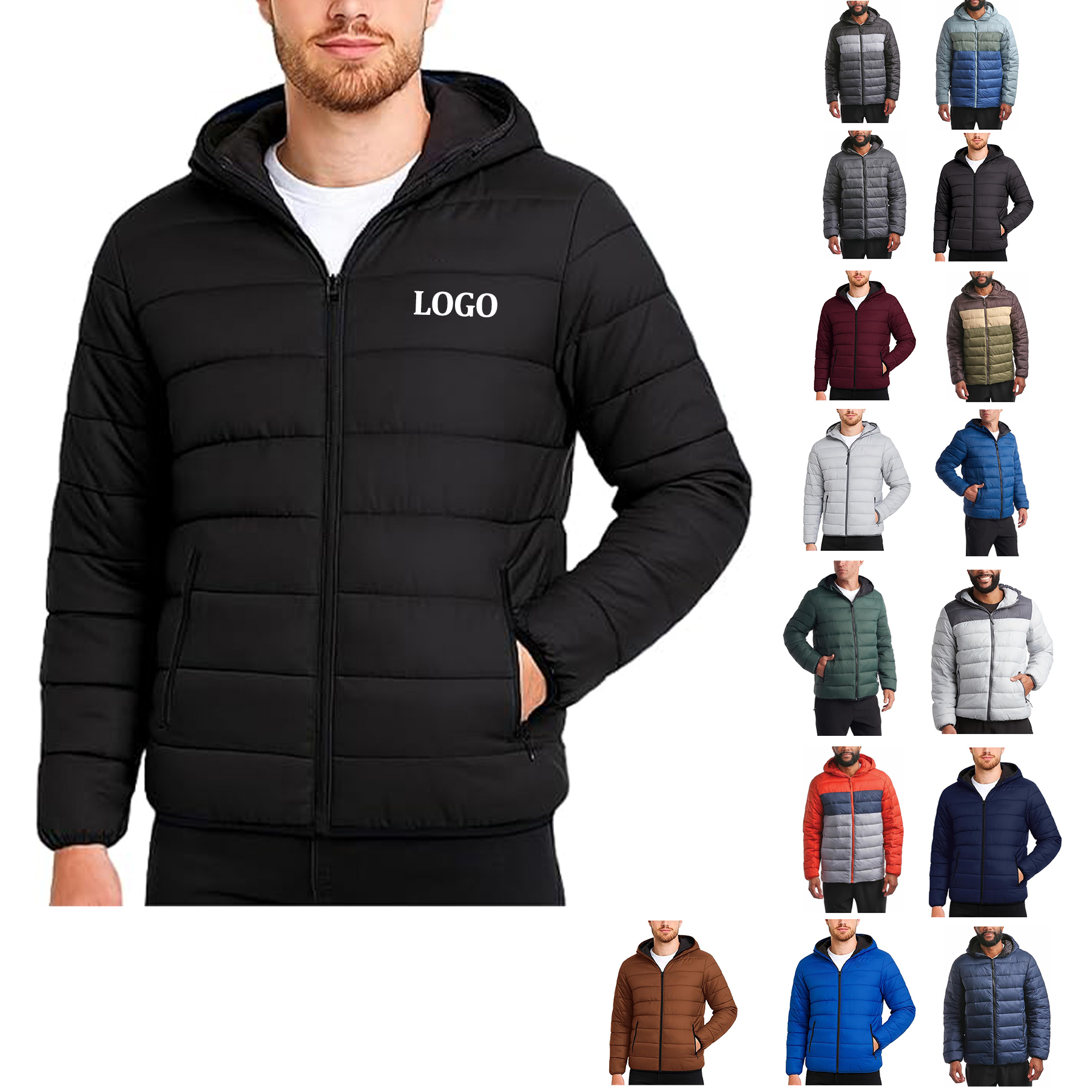 Warm Hooded Quilted Down Jacket 38