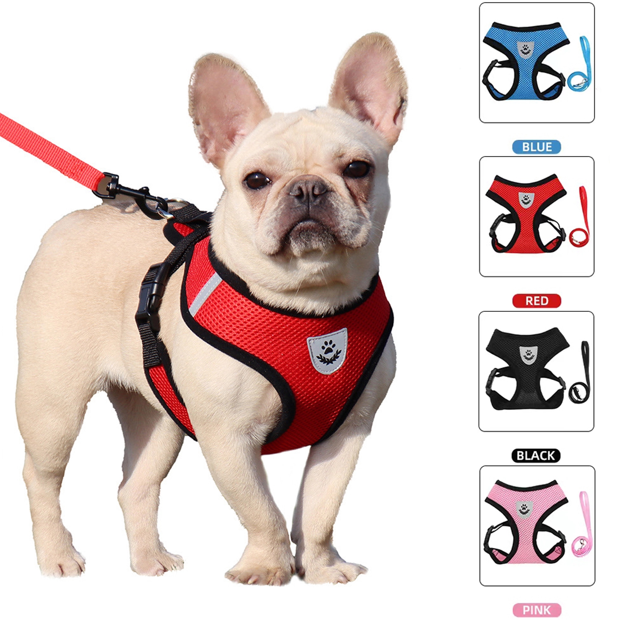 No Choke Reflective Pet Vest Harnesses With Leash 12