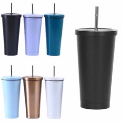 Stainless Steel Straw Thermos Cup