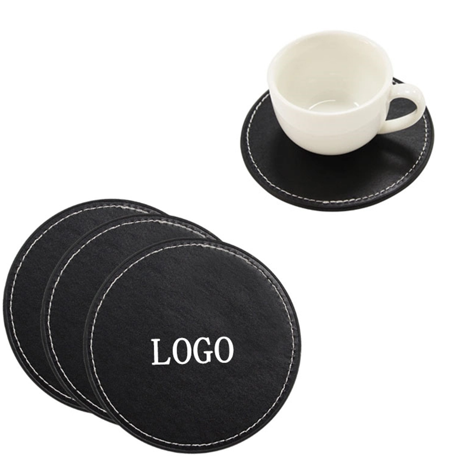 Round PU Leather Cup Mat
