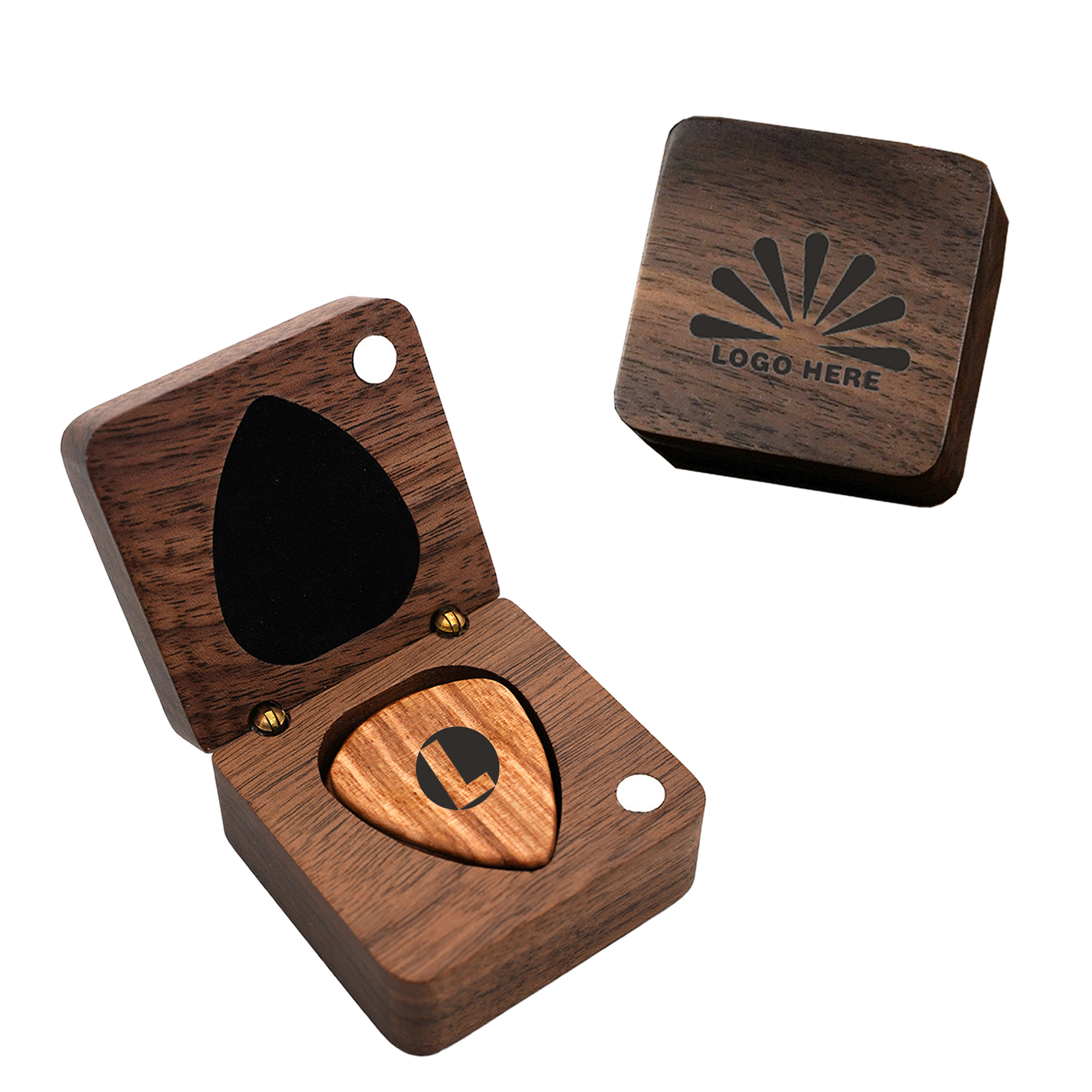 Personalized Wooden Guitar Pick Set with Wood Box 3