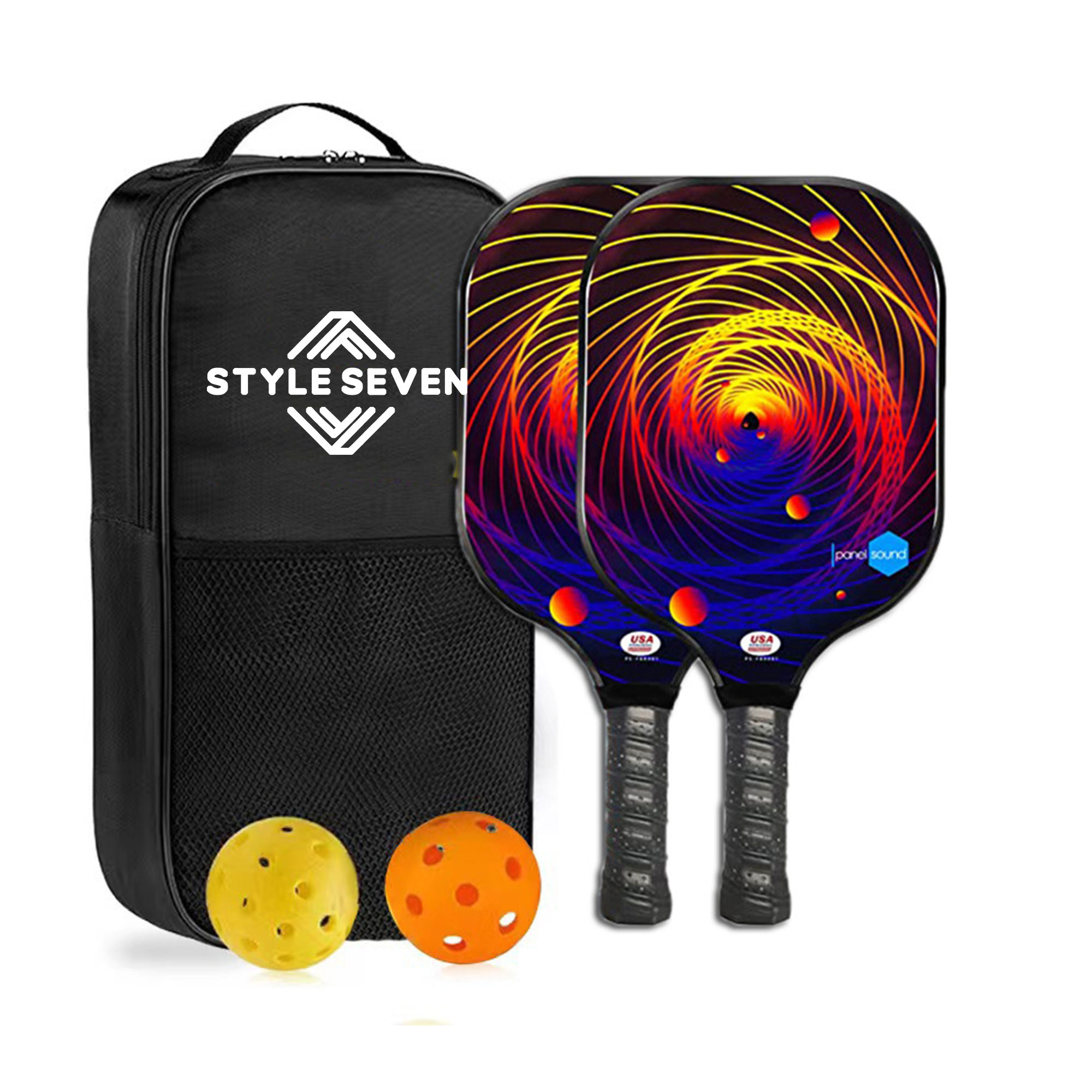 Premium Fiberglass Pickleball Set in Full Color, Carry Case Optional 5