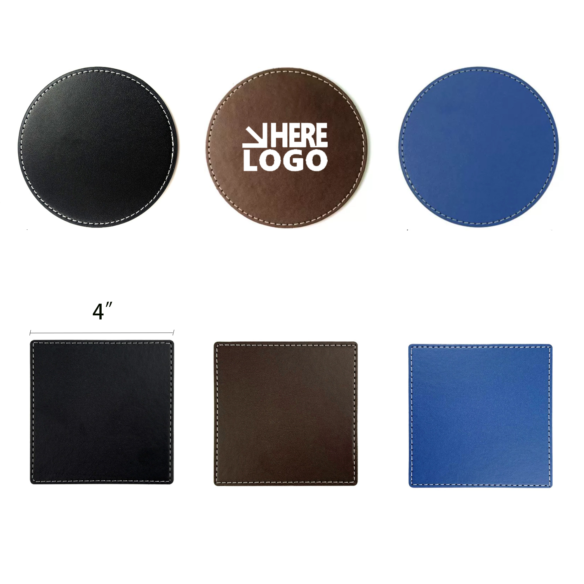 PU Leather Premium Round Coasters 4