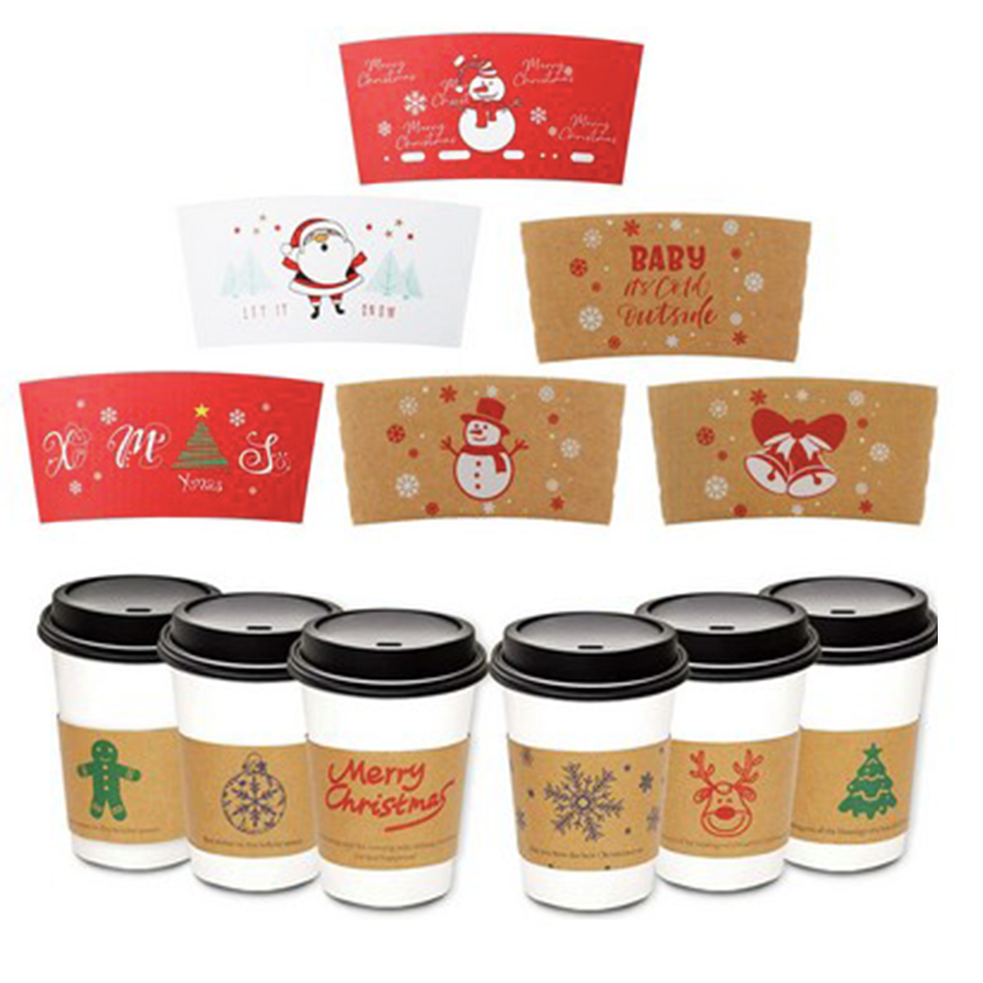 Full Color Printed Craft Paper Coffe Cup Sleeves 6