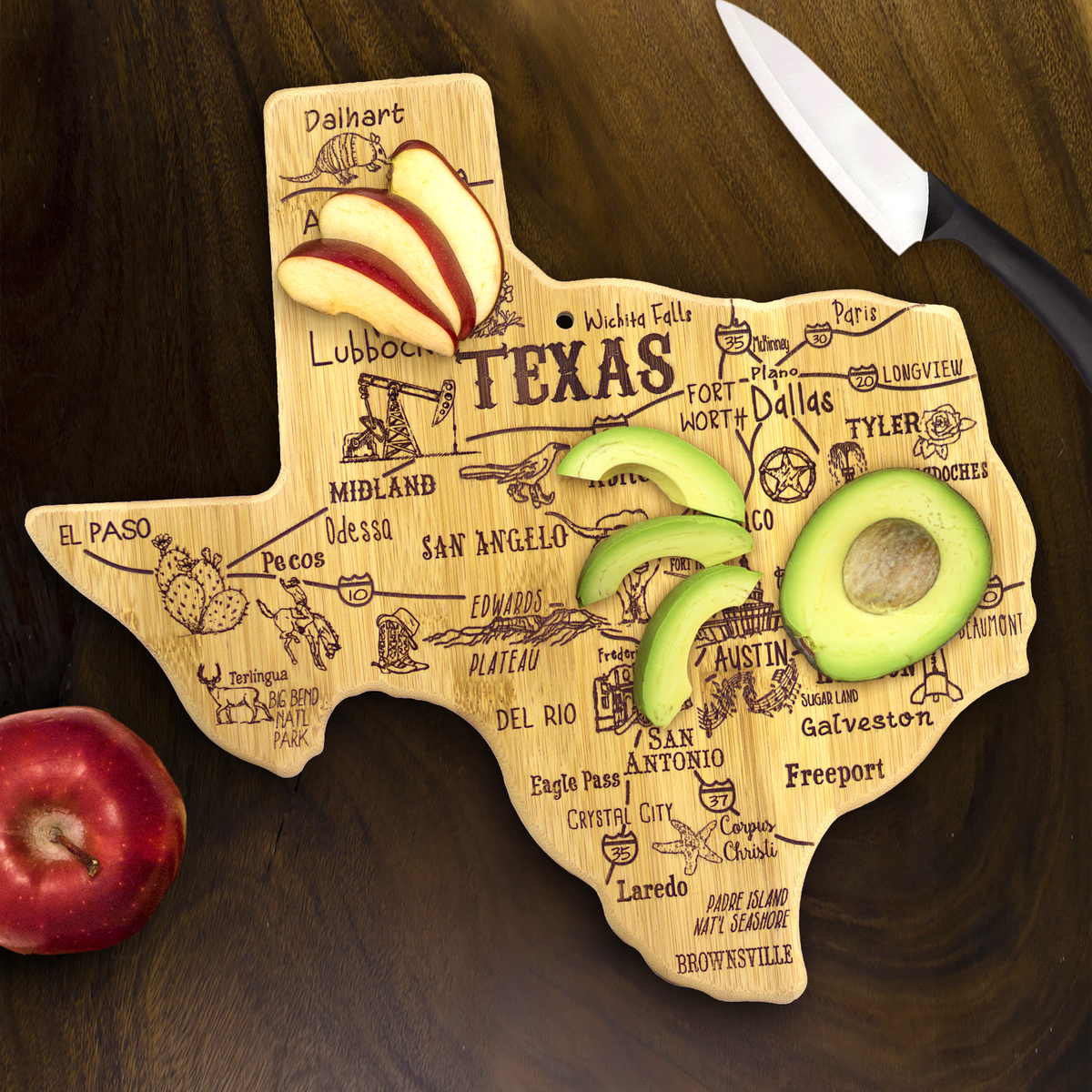 Destination Texas Cutting & Serving Board 208093 Totally Bamboo