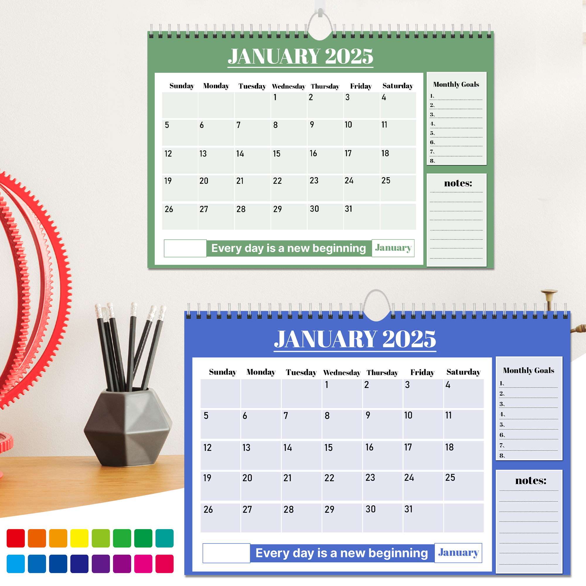 Custom-Made 2025 Wall Calendar With Goals