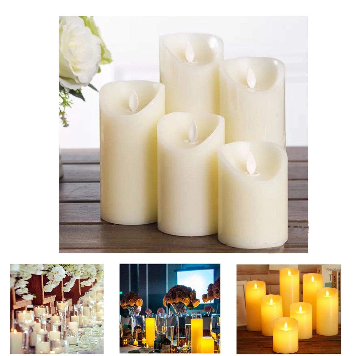 Artificial Taper Candle with Flameless LED (5" H x 3" Diamet