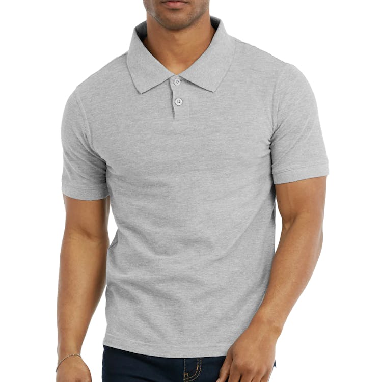 Men's Slim Polo Uniform Shirts - Large Heather Gray Large 3