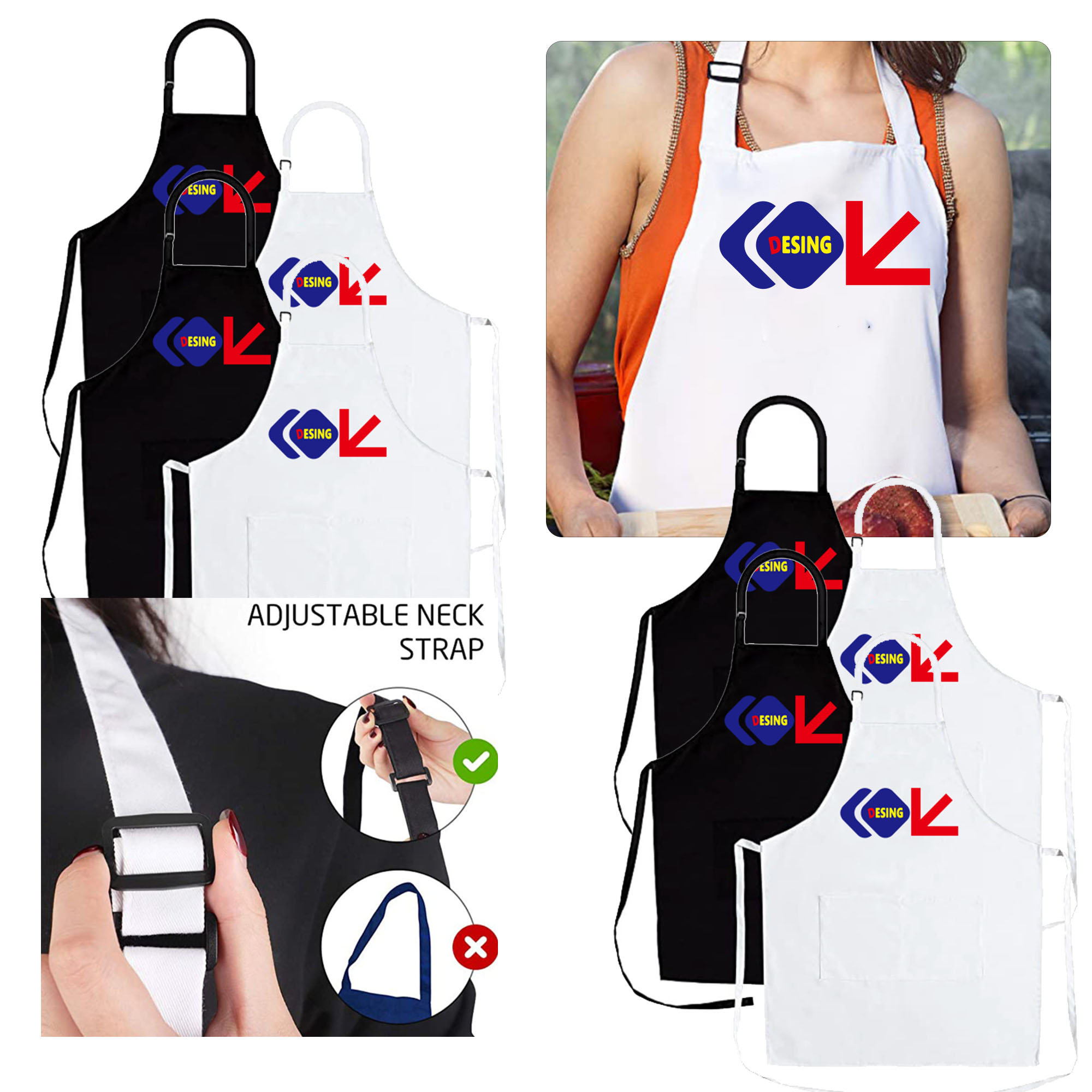 Adjustable Neckline Restaurant Apron
