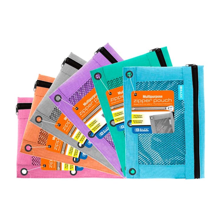 3-Ring Mesh Pencil Pouches - Assorted Retro Colors 3