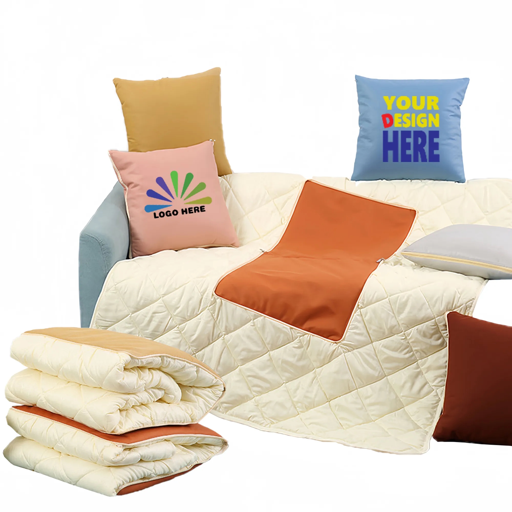 Custom 2-in-1 Packable Travel Cushion Blanket 4