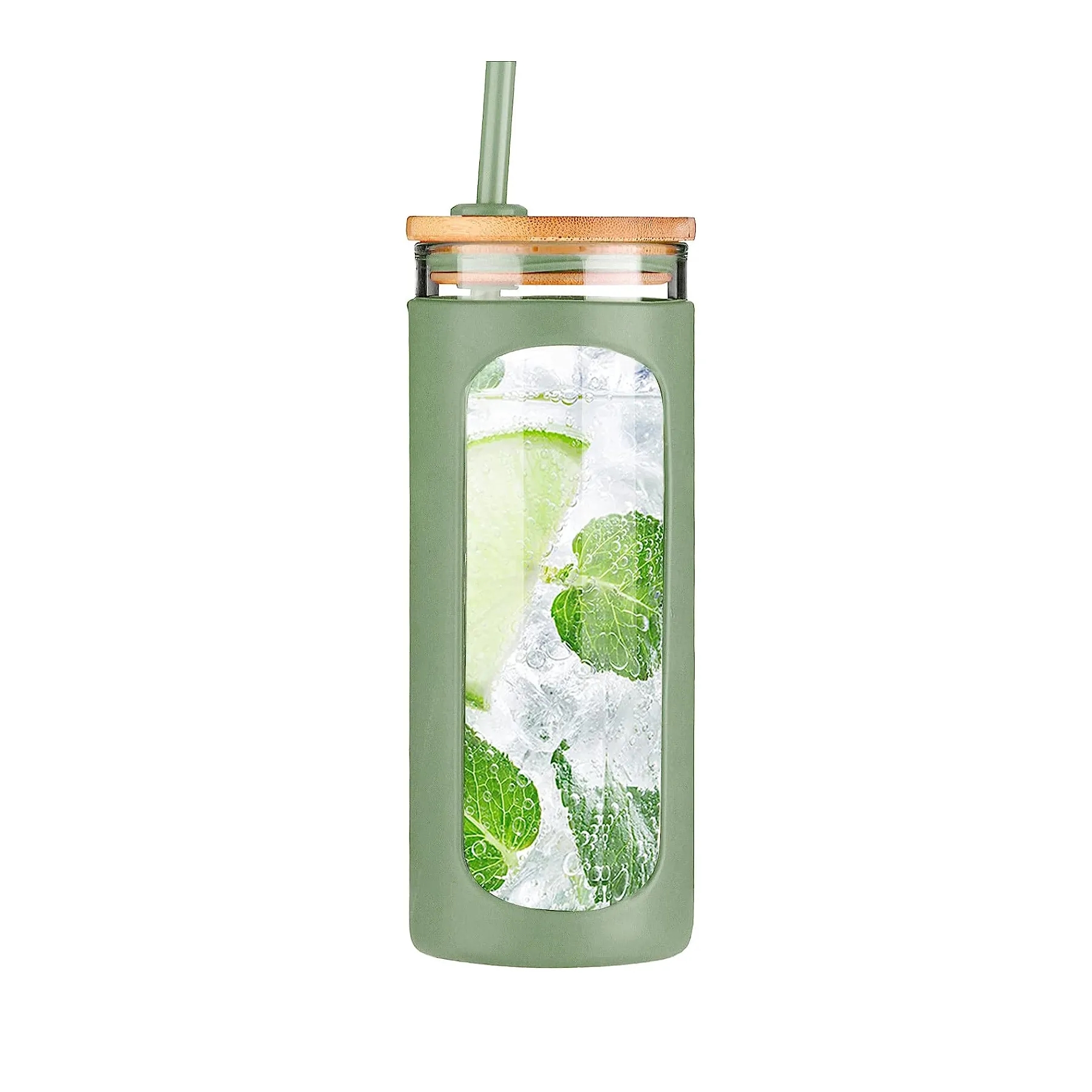 20oz Glass Water Bottle with Straw 14