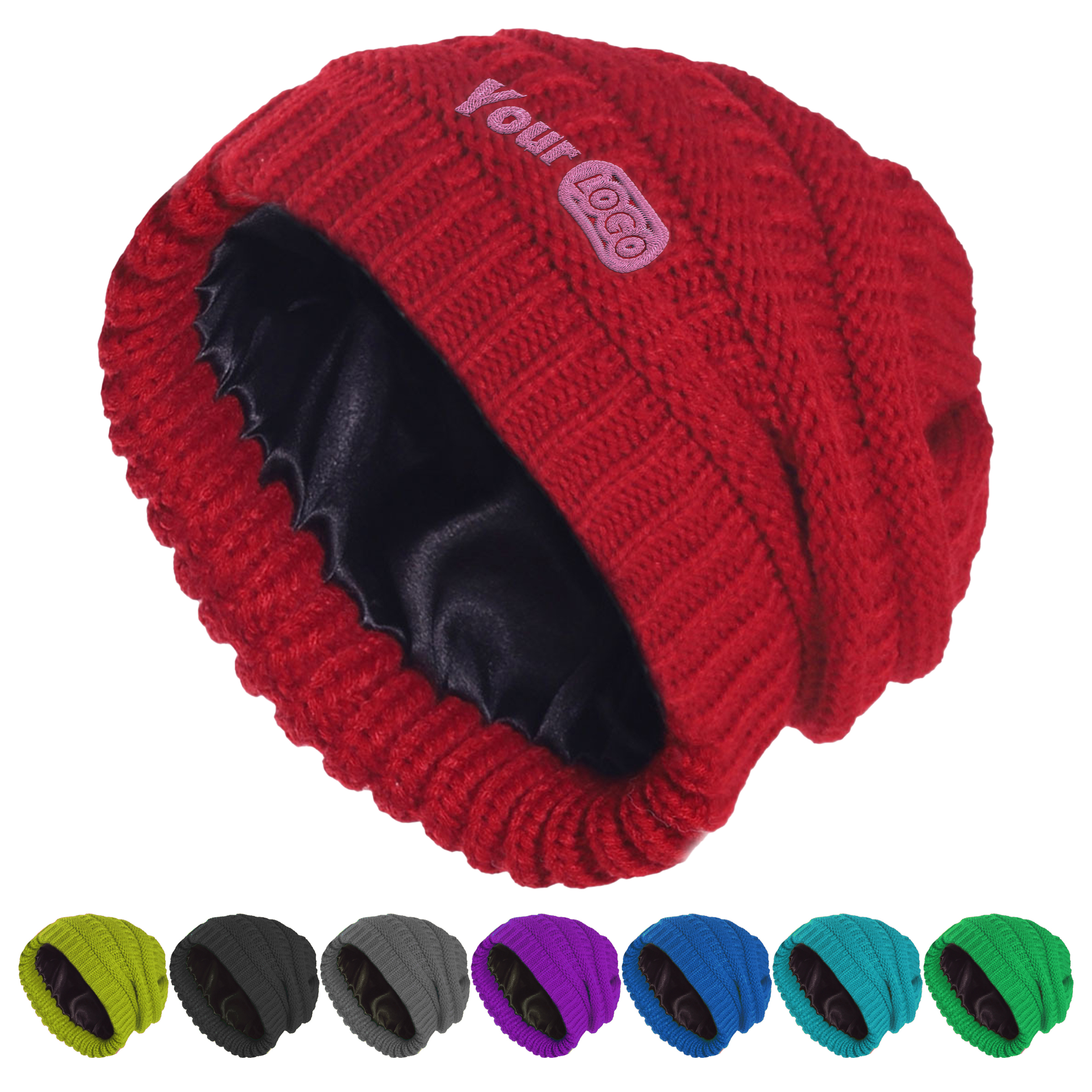 Polyester Warm And Stylish Knit Beanie With Satin Lining