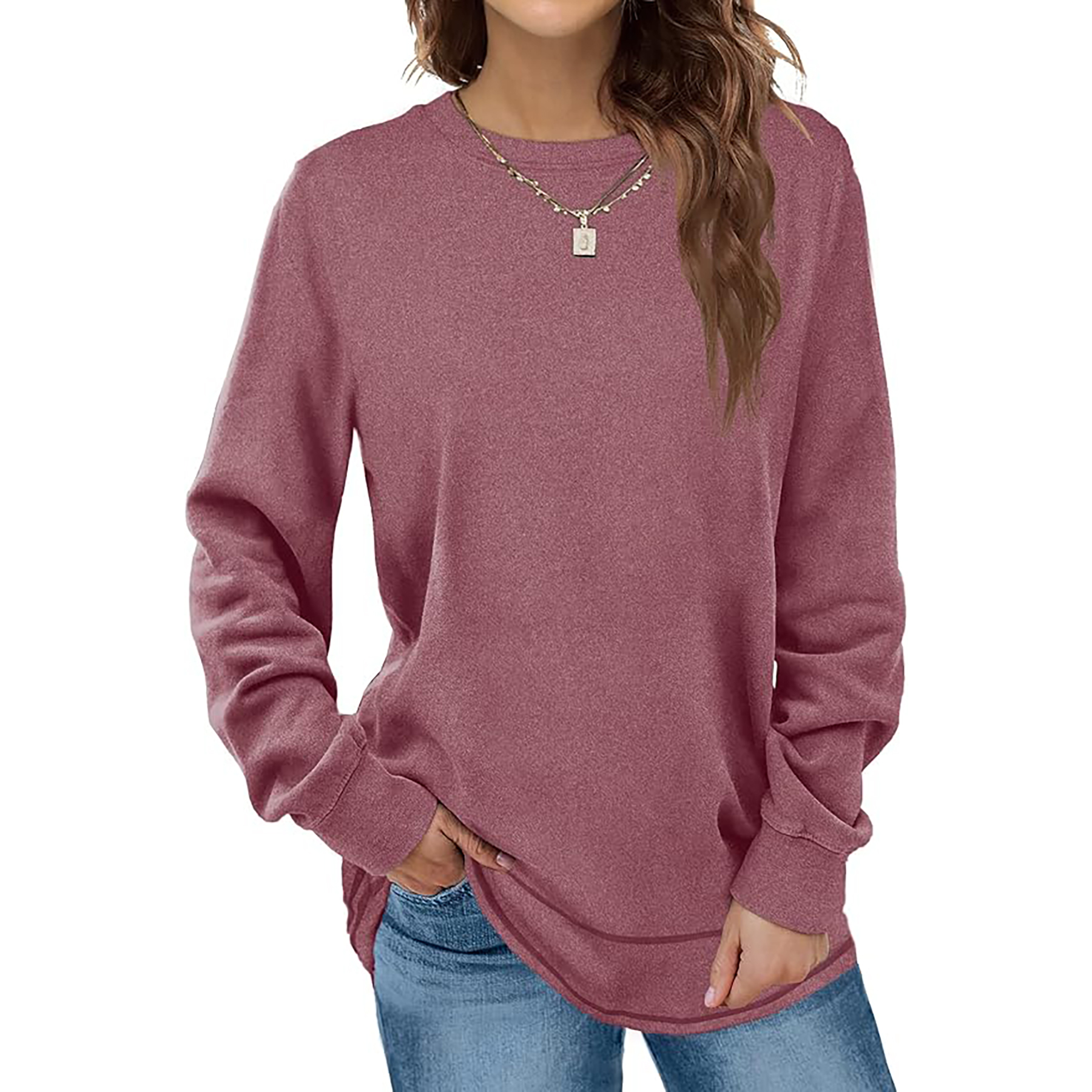 Women's Round Neck Long Sleeve Shirt 51
