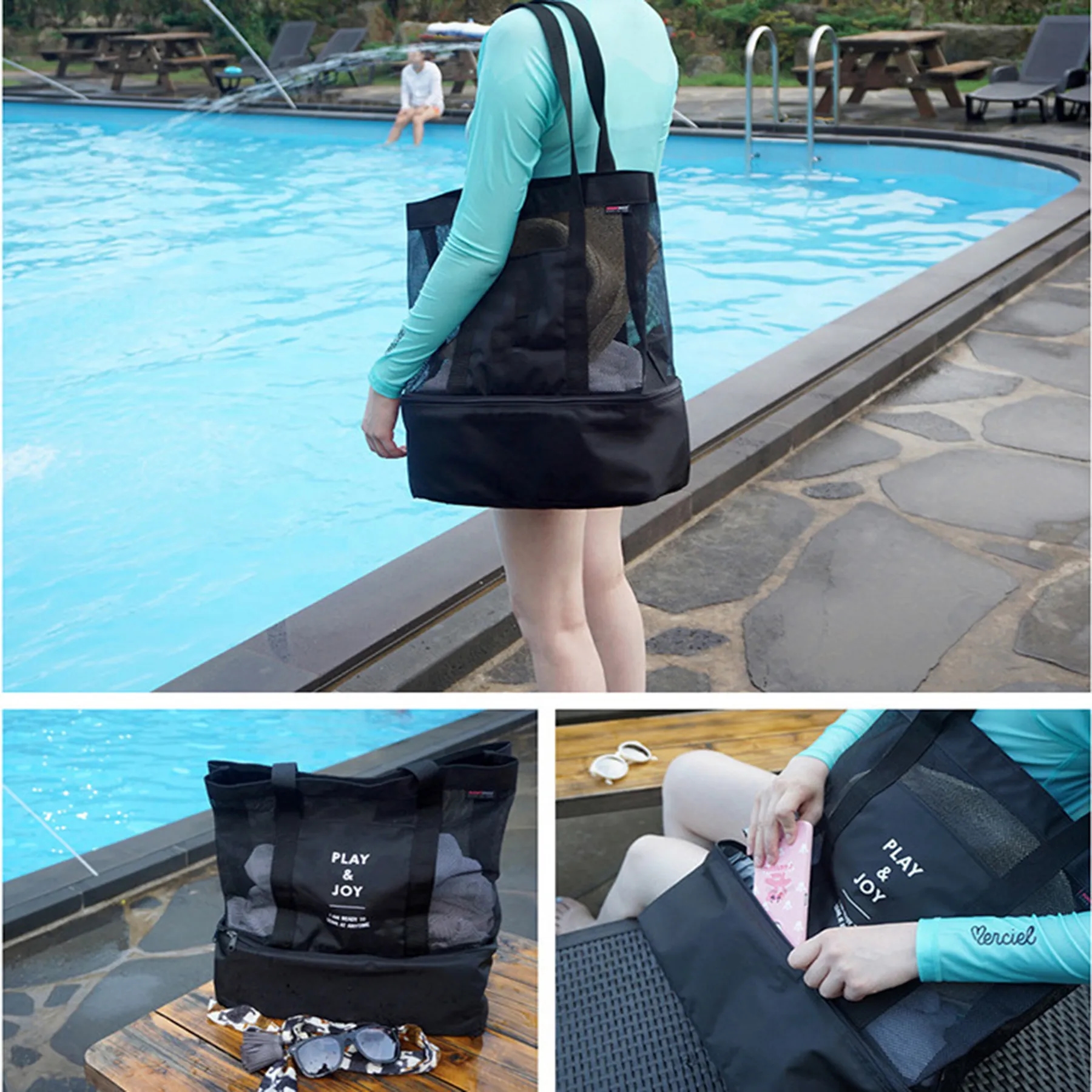 2 In 1 Mesh Tote Bag with Cooler 14