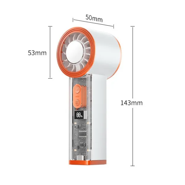 100-Speed Handheld Fan with Digital Display and Light 16