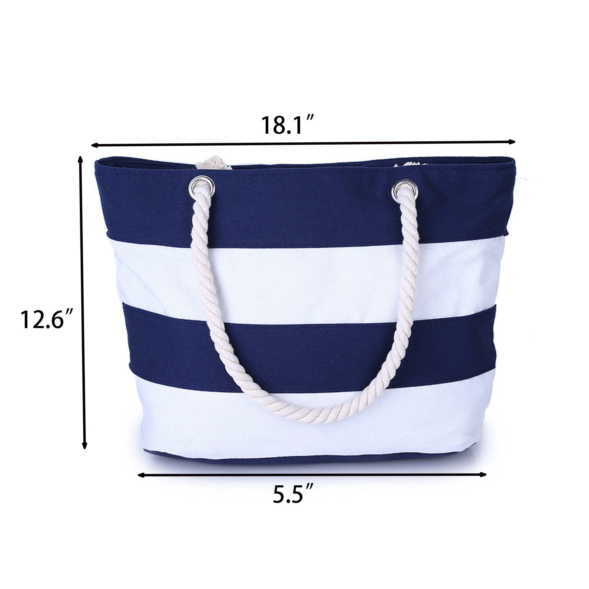Nautical Stripe Cotton Blend Beach Tote, custom tote bag with logo imprint 6