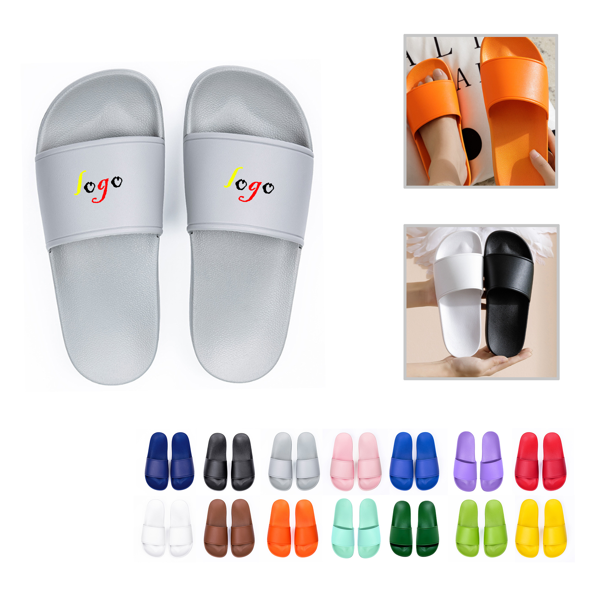 MOQ10 Summer PVC Slippers Non-Slip Size 10 13