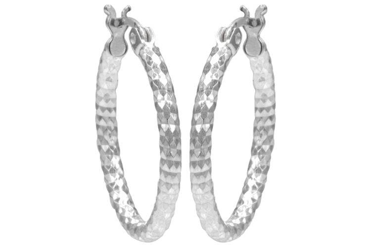 Antwerp Sterling Silver Diamond Cut Hoop Earrings 2