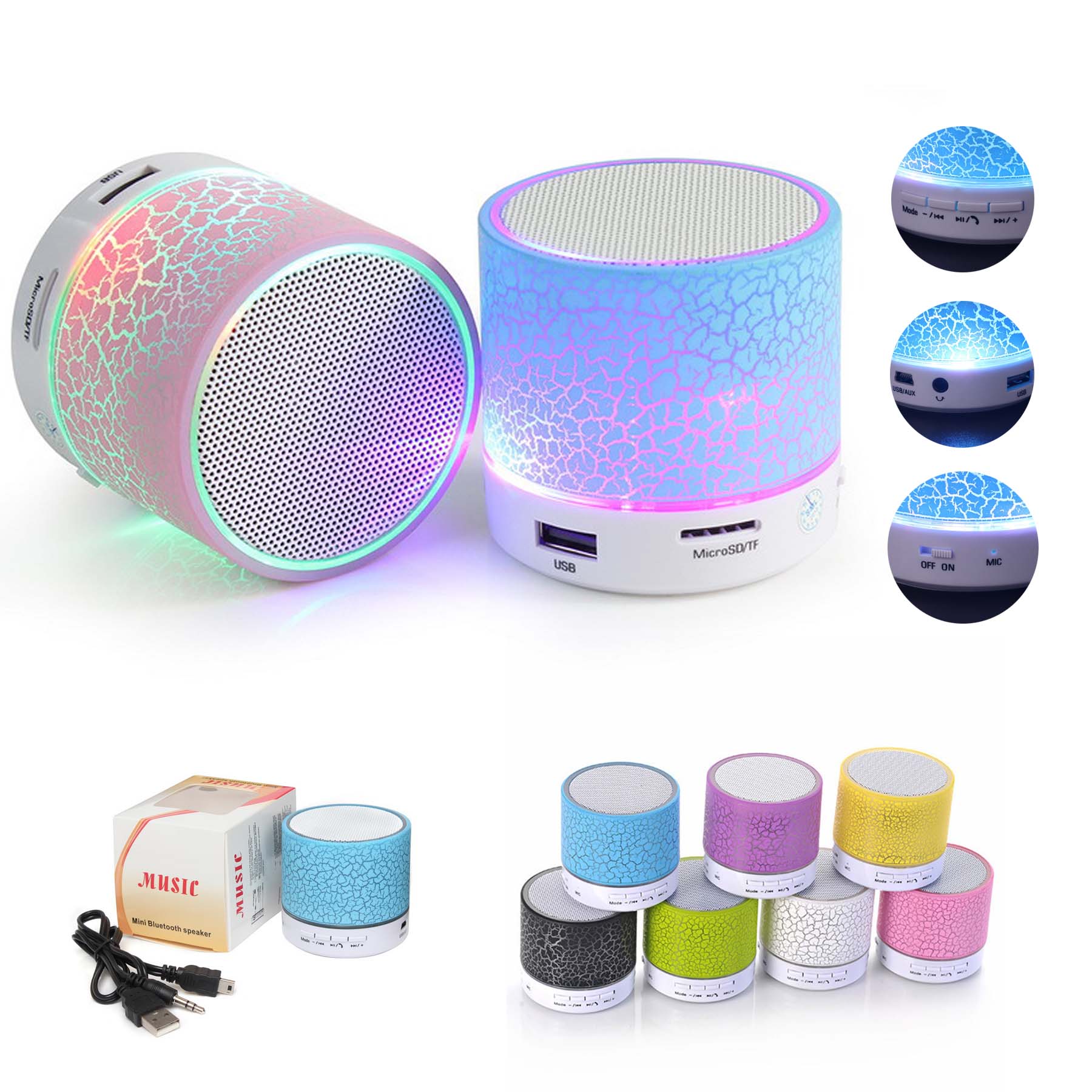 Mini LED Crack Bluetooth Speaker