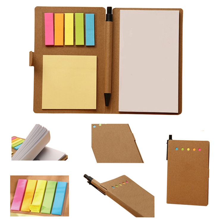 Kraft Paper Combination Postit notes Notebook With Pen DSRSN9085 Logo Custom Corporate