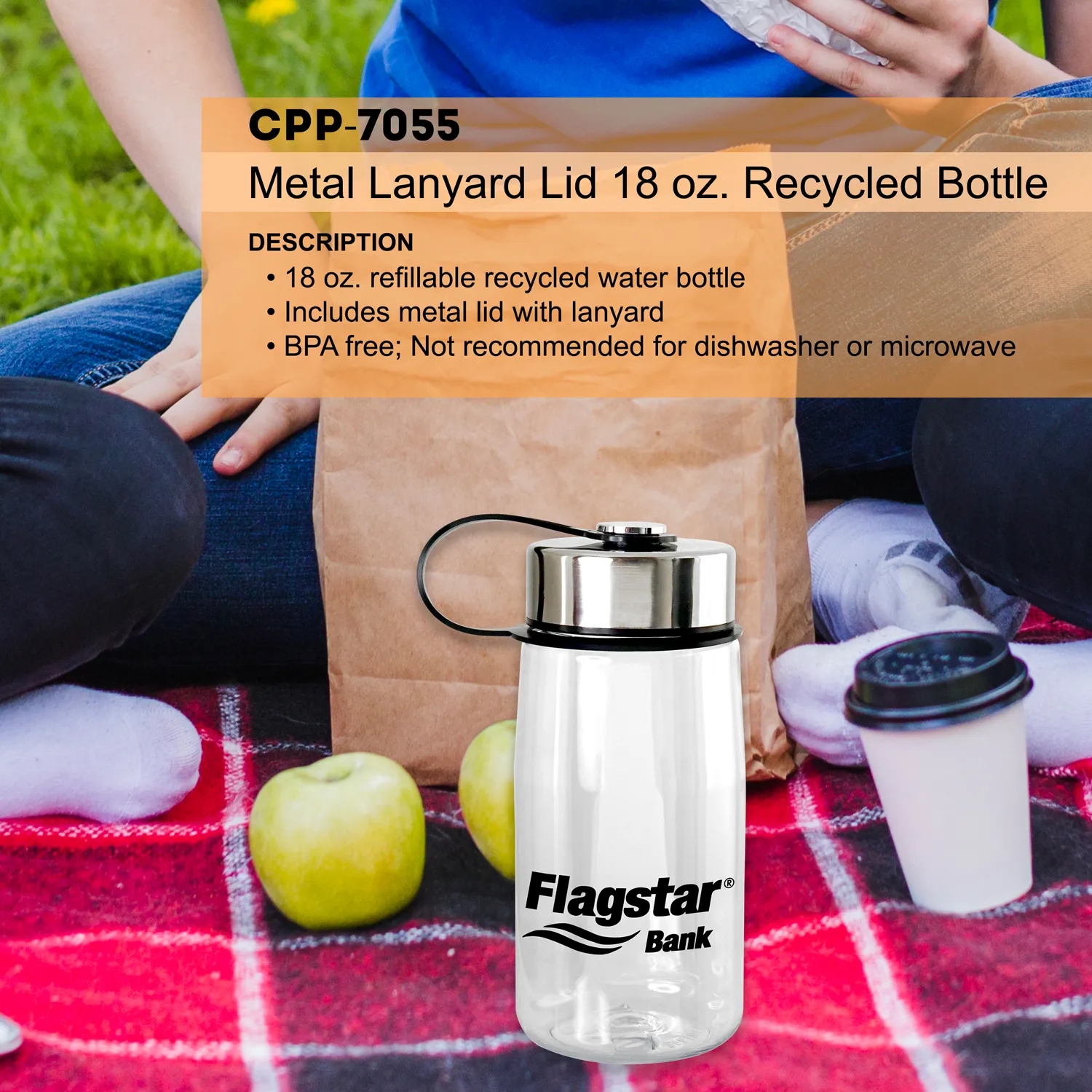 Metal Lanyard Lid 18 oz. Recycled Bottle 4