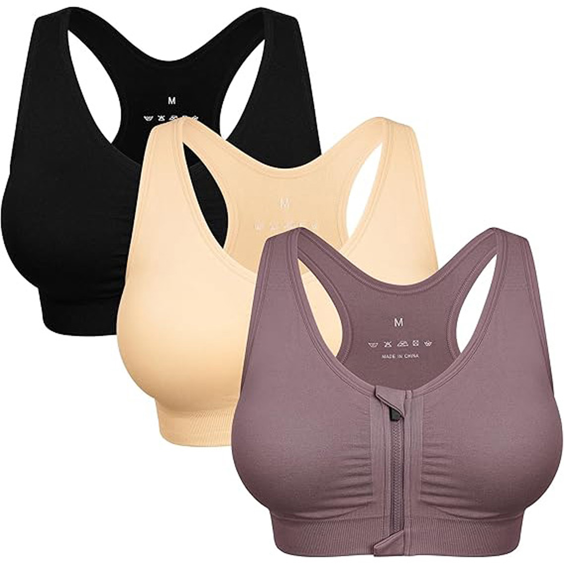 Zip Front Wireless Sports Bra 2