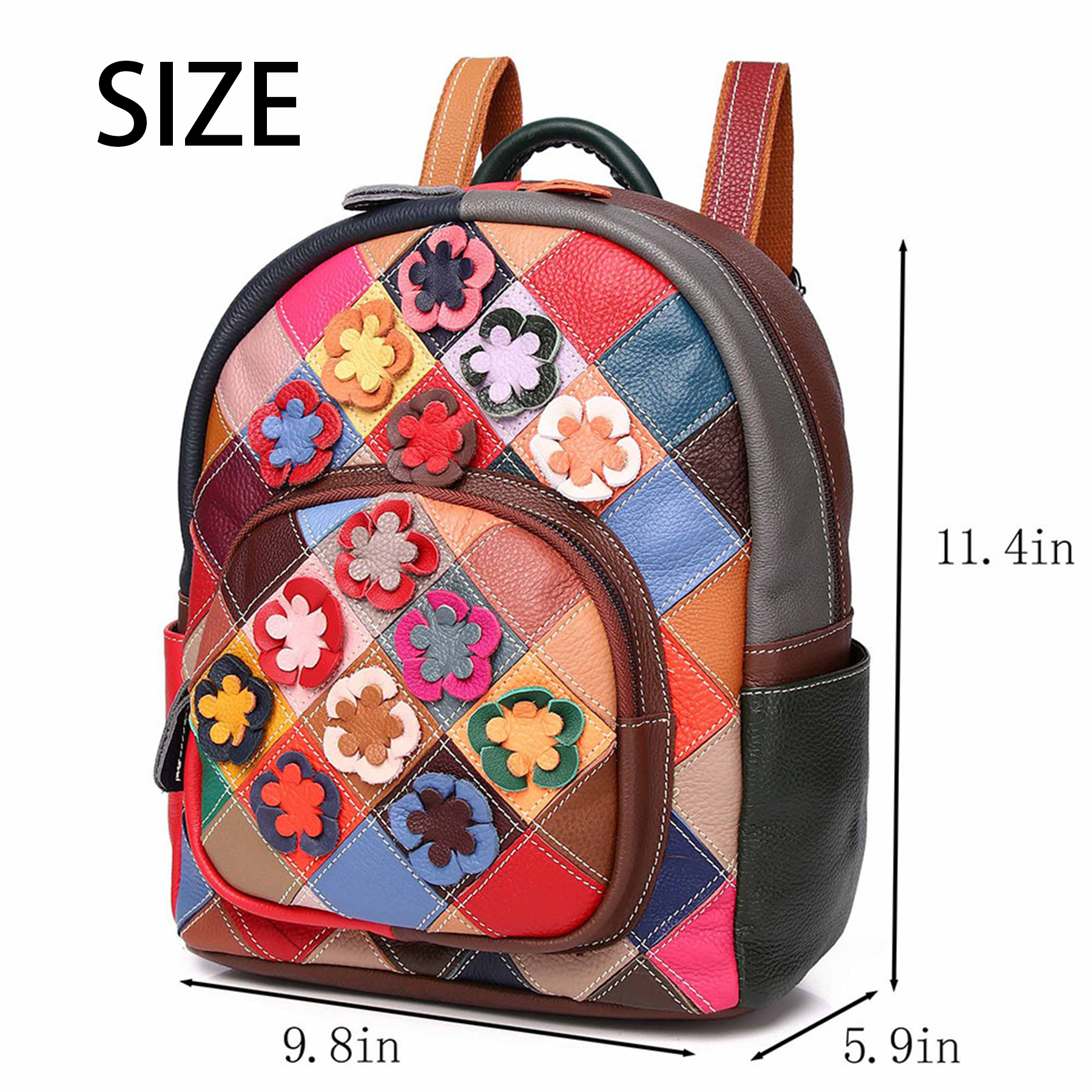 Genuine Leather Niche colorful handmade contrast backpack 11