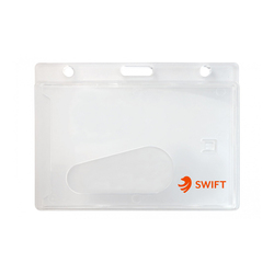 3.65" W x 2.73" H - Horizontal Rigid Frosted Card Holder (1 Color Imprint)