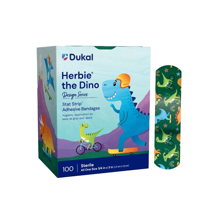 Herbie the Dino Adhesive Bandages 3/4" x 3" 3