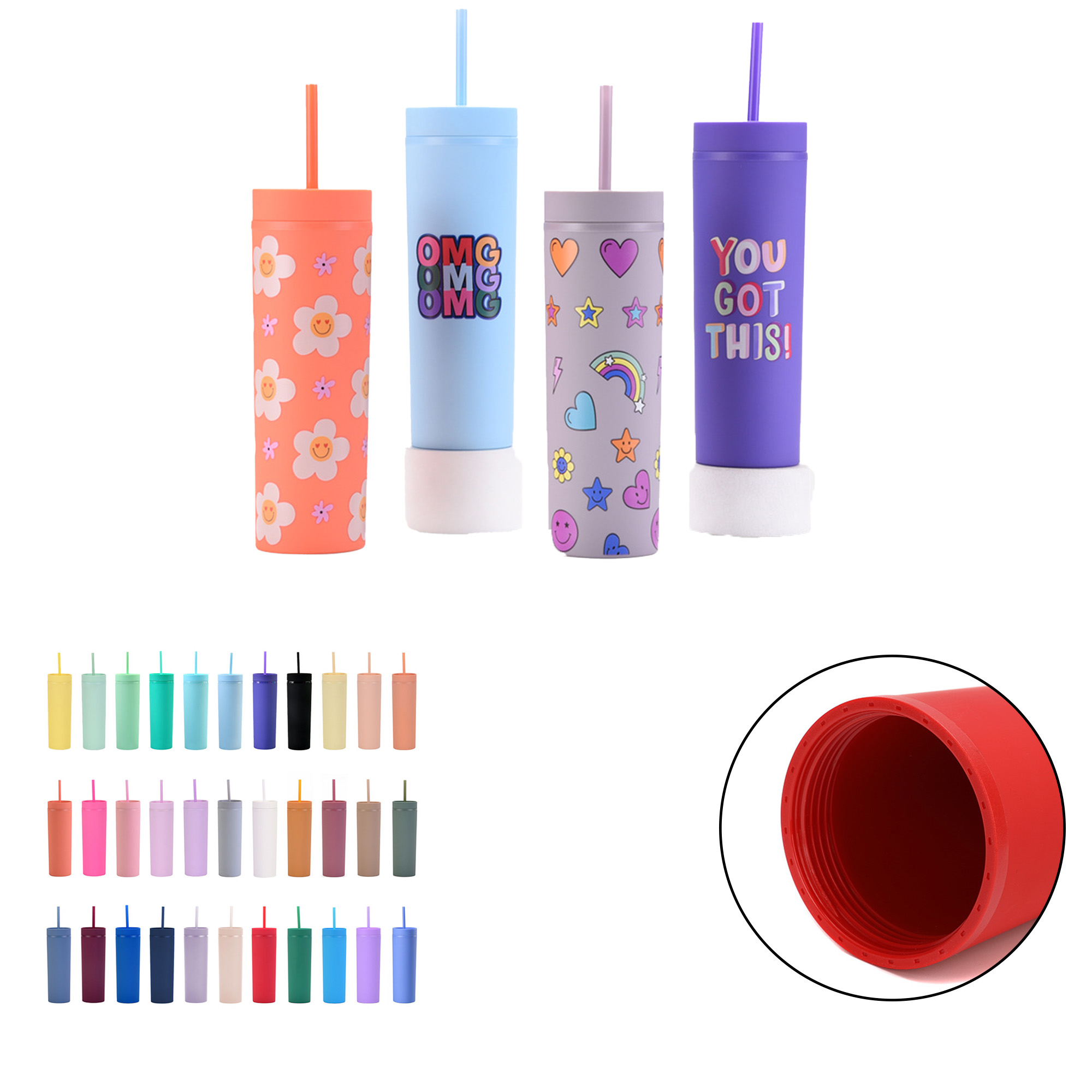 16oz Sanded Straight-Body Straw Water Bottle 4