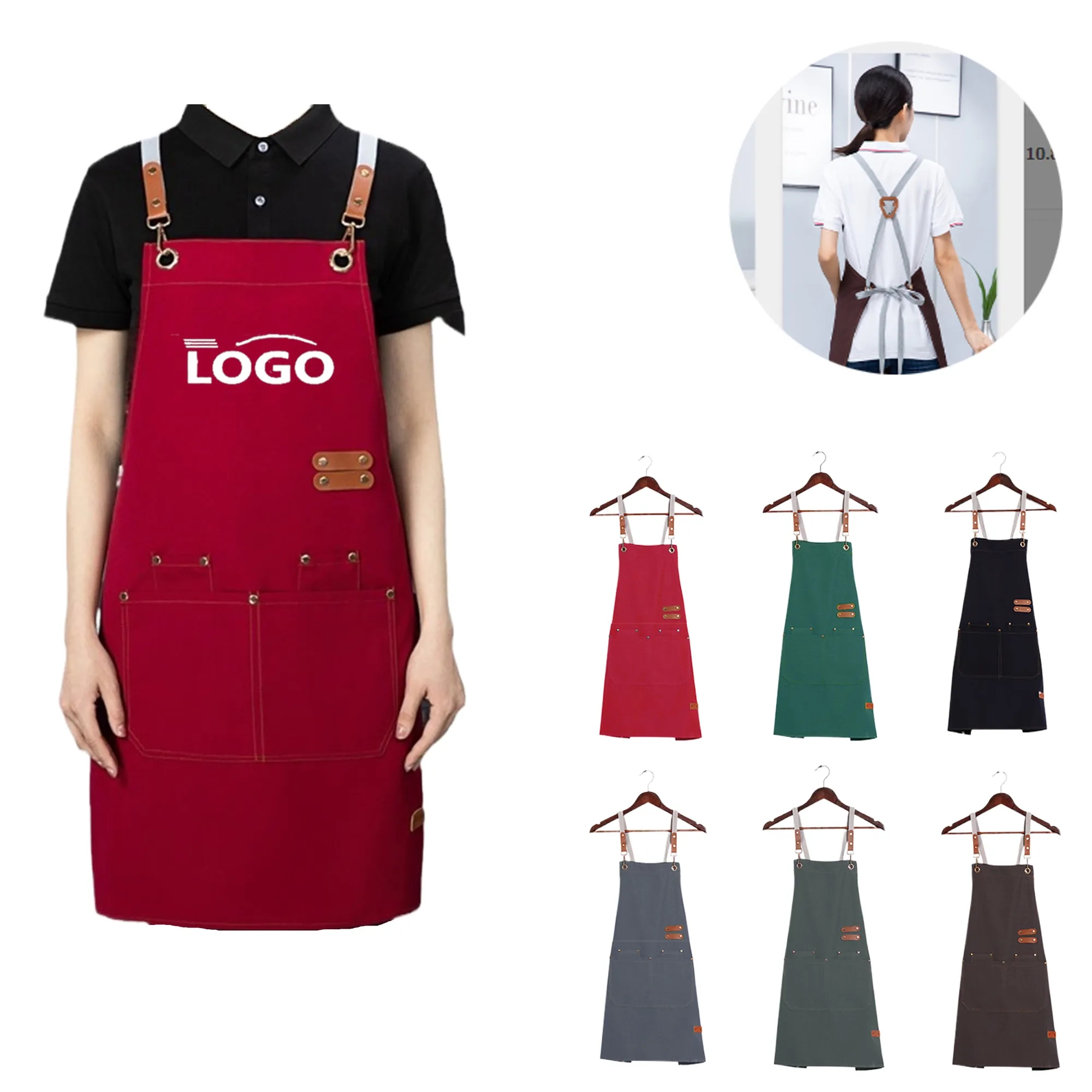 MOQ25 Waterproof Oilproof Canvas Apron Workwear
